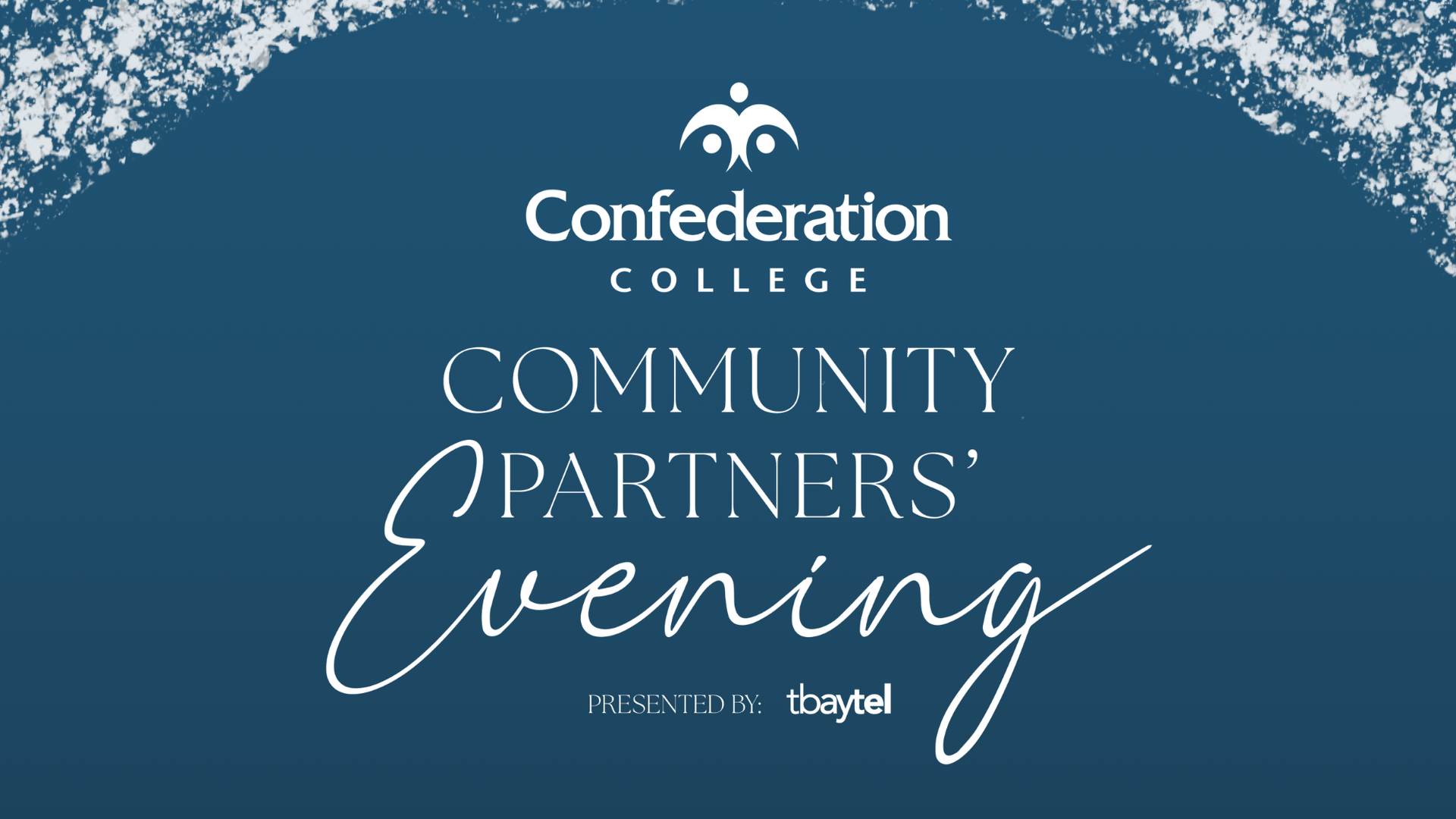 Confederation College Community Partners' Evening promotional graphic presented by Tbaytel