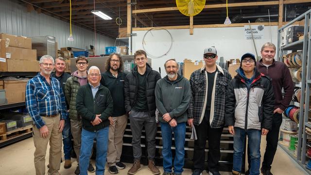 Confederation College students and Automation Now staff pose together during a skilled trades mentorship visit
