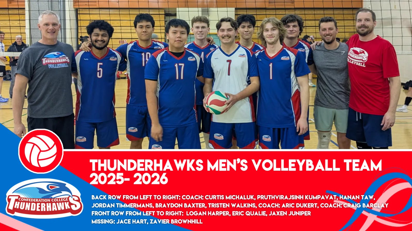 Thunderhawks men’s volleyball team group