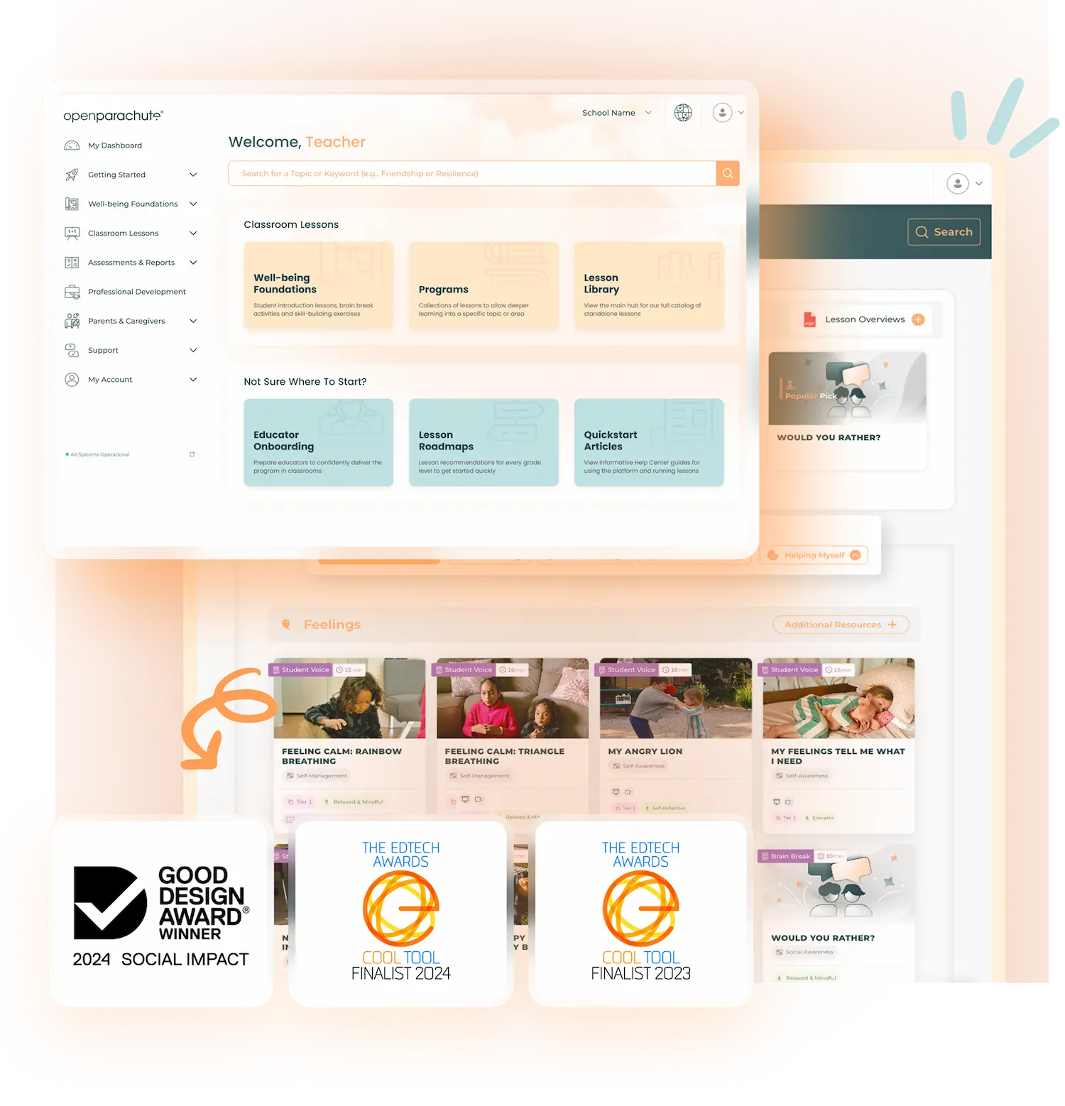Award-winning Open Parachute online platform dashboard