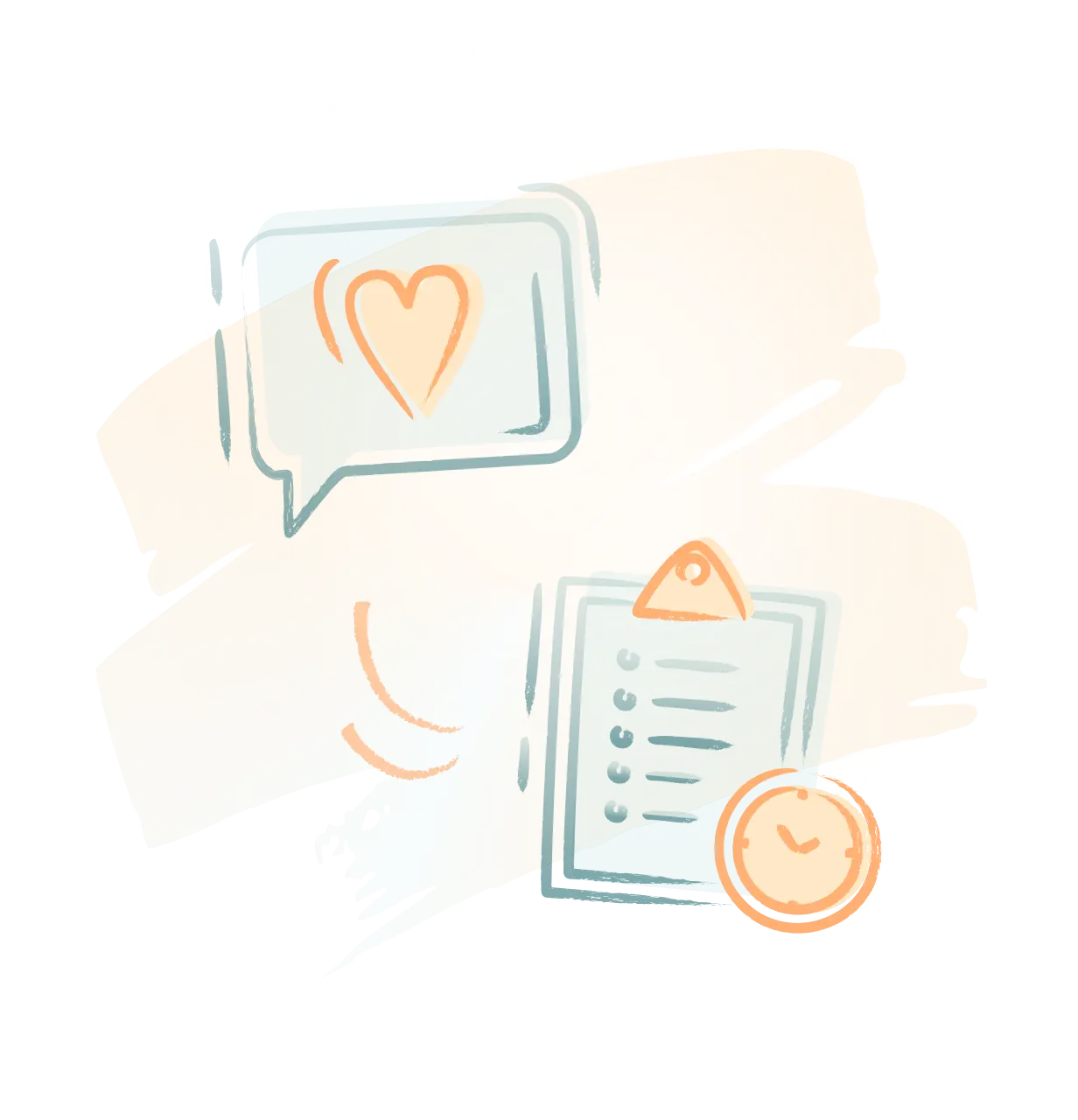 Illustration: communication, tasks, and time ??hand-drawn style icons