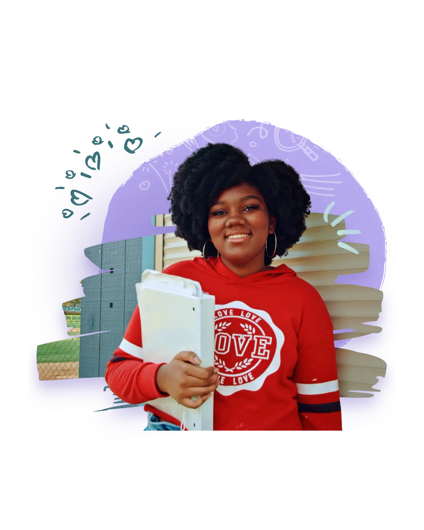 A middle school student smiling