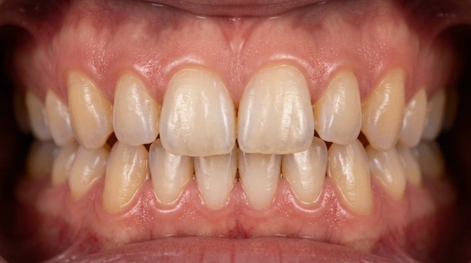 Crowded teeth before aligner therapy