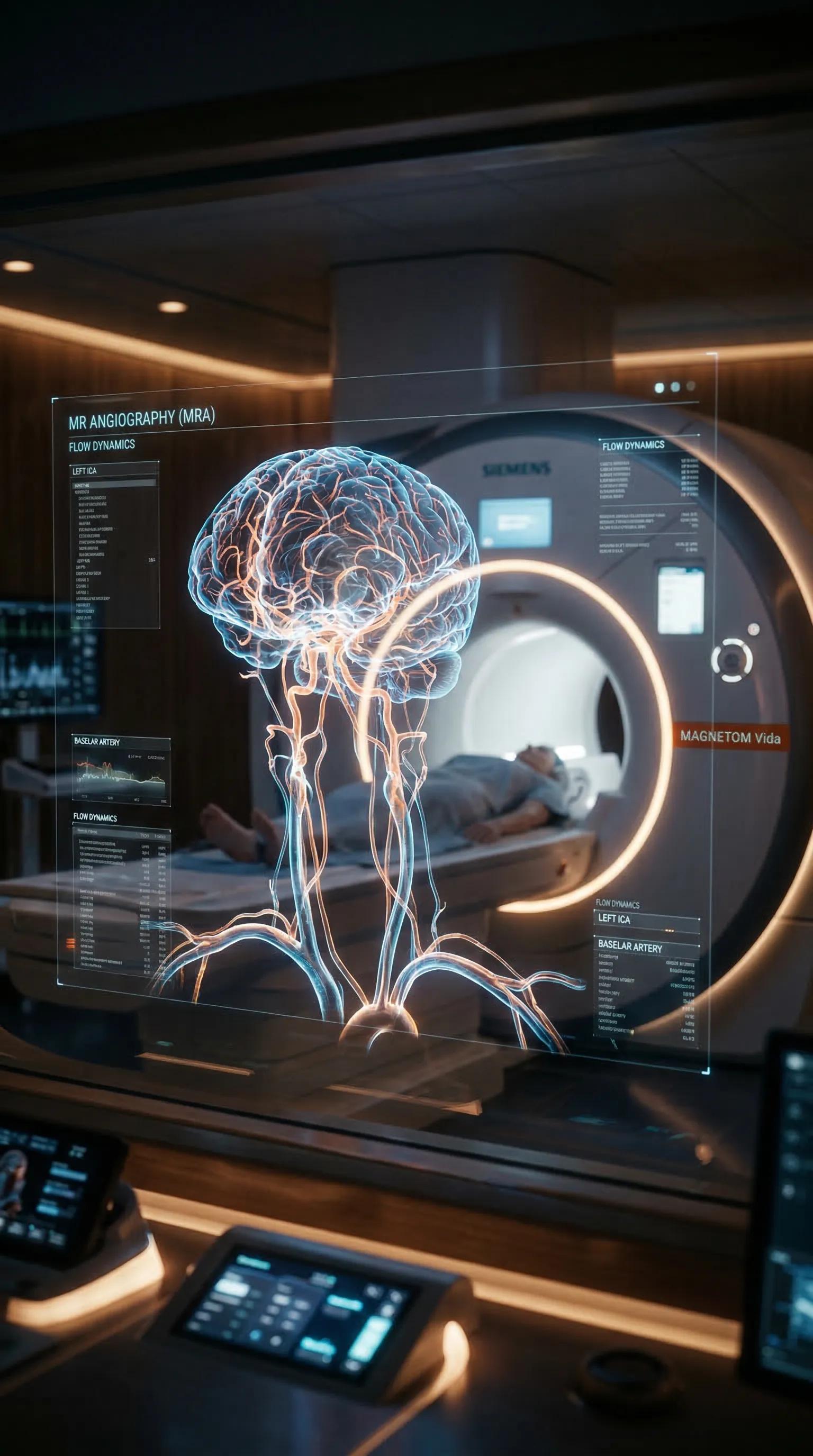 Advanced brain MRI angiography scan showing vascular system – top neurosurgery in Dubai with high-tech diagnostics