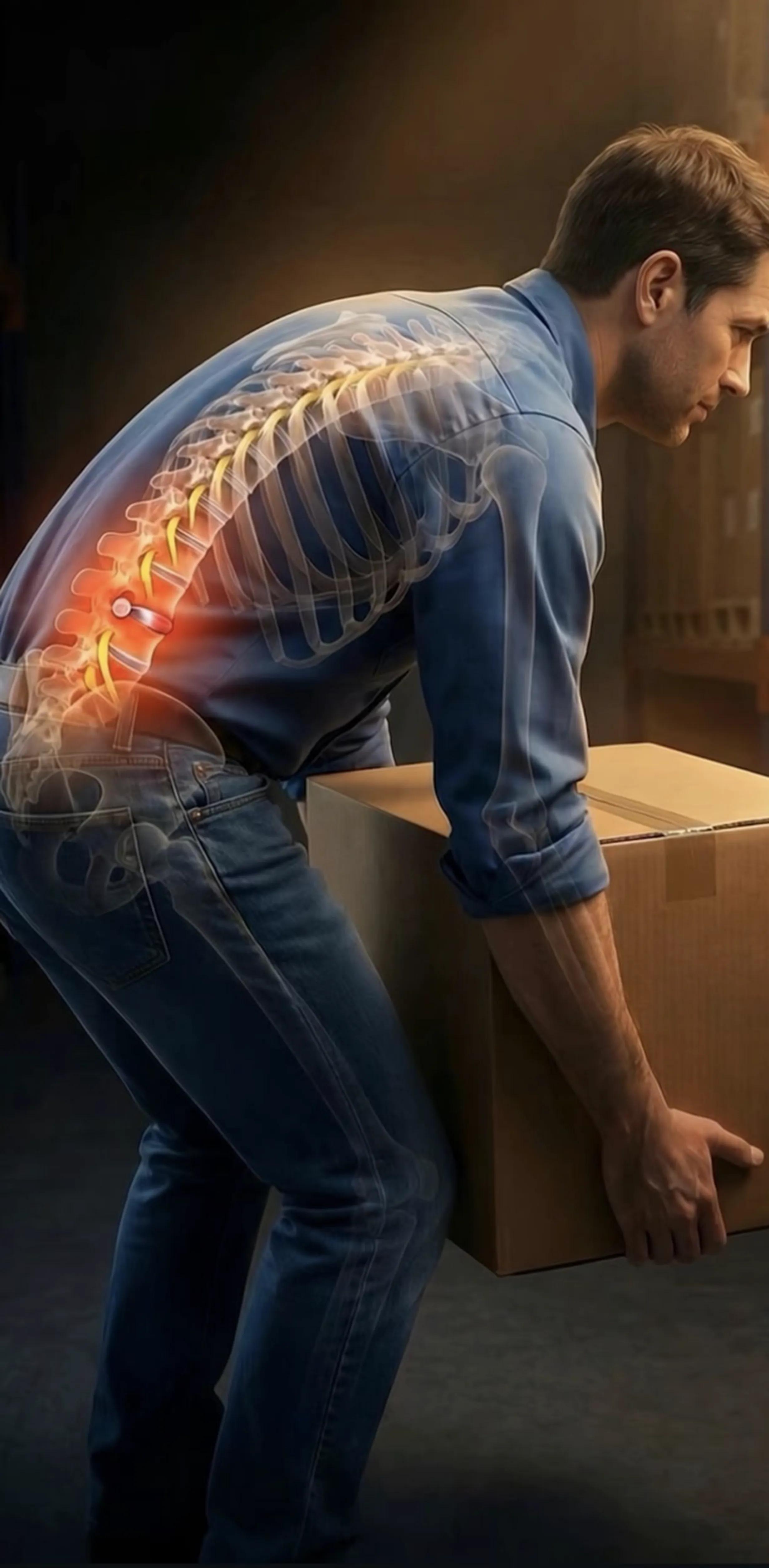 ألم أسفل الظهر بسبب رفع الأوزان بطريقة خاطئة وتأثيره على العمود الفقري القطني