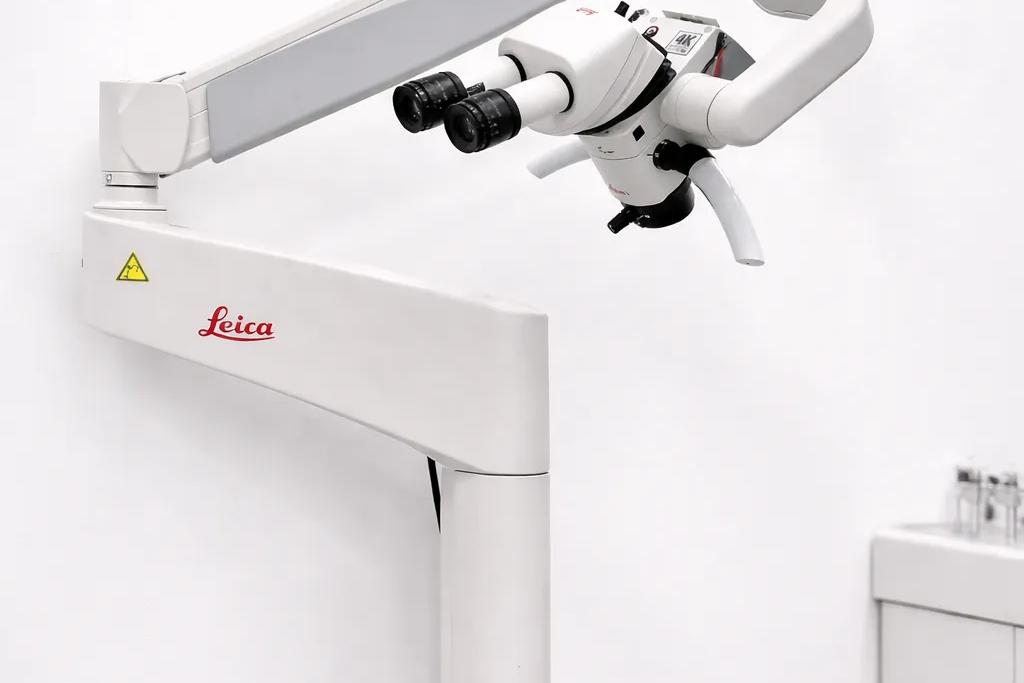Leica dental operating microscope at DRFK Dental Clinic in Dubai for precision microscopic dental treatments