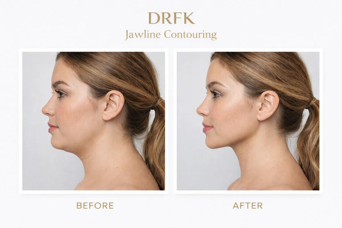 نحت الفك قبل وبعد للنساء في دبي نتائج طبيعية تحديد الفك DRFK