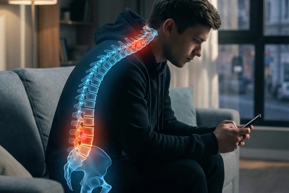 وضعية جلوس خاطئة تسبب آلام العمود الفقري والانزلاق الغضروفي مع شرح د. فاتح كرار