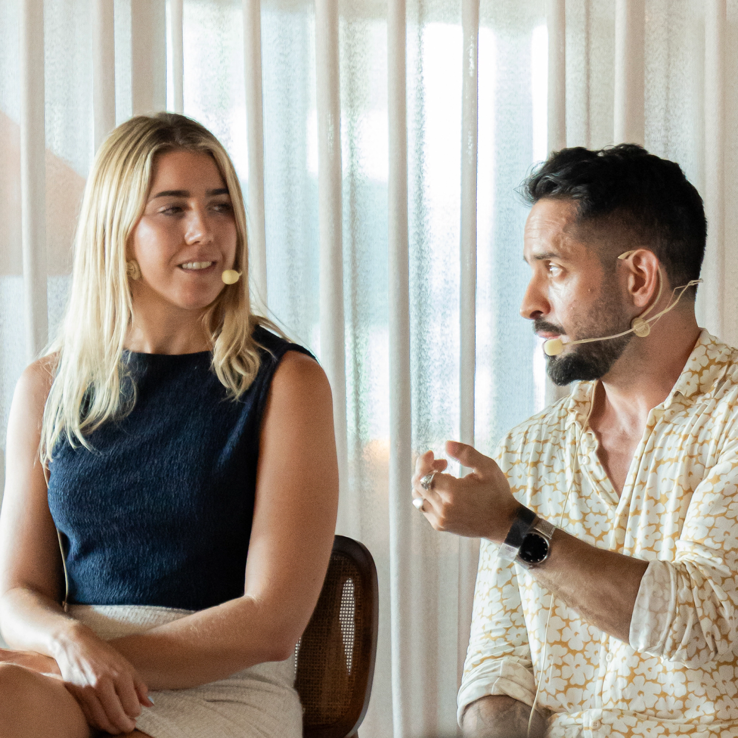 Professionals at a business event with conversation