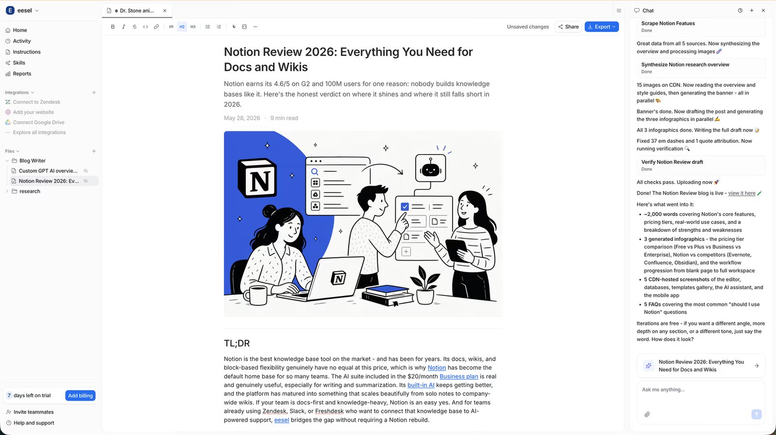 eesel ai blog writer