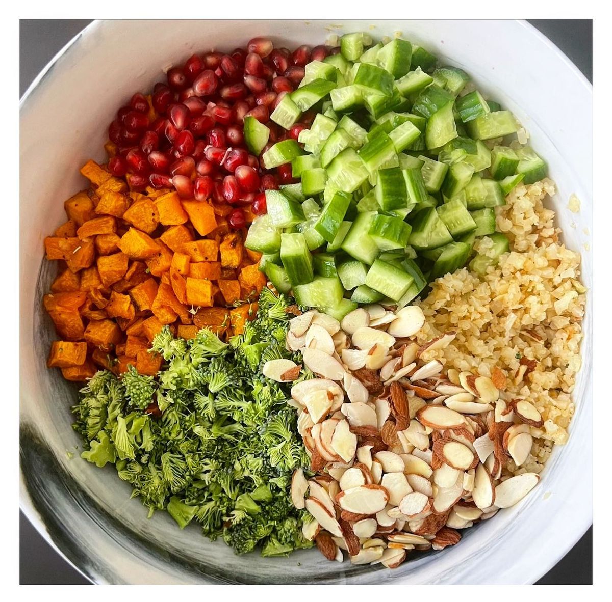 close up picture of grain salad in a bowl