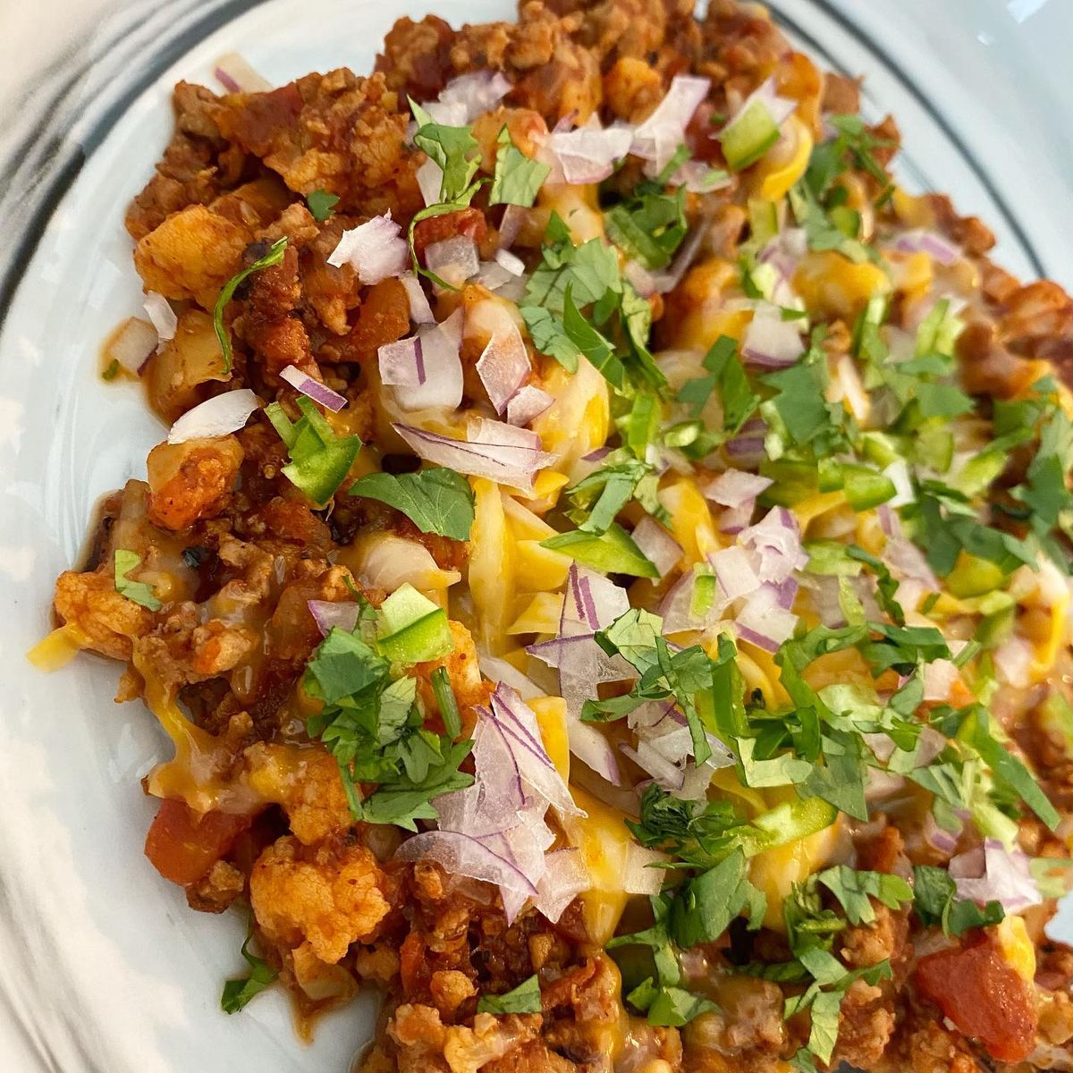 close up Image of turkey cauliflower stew on a plate