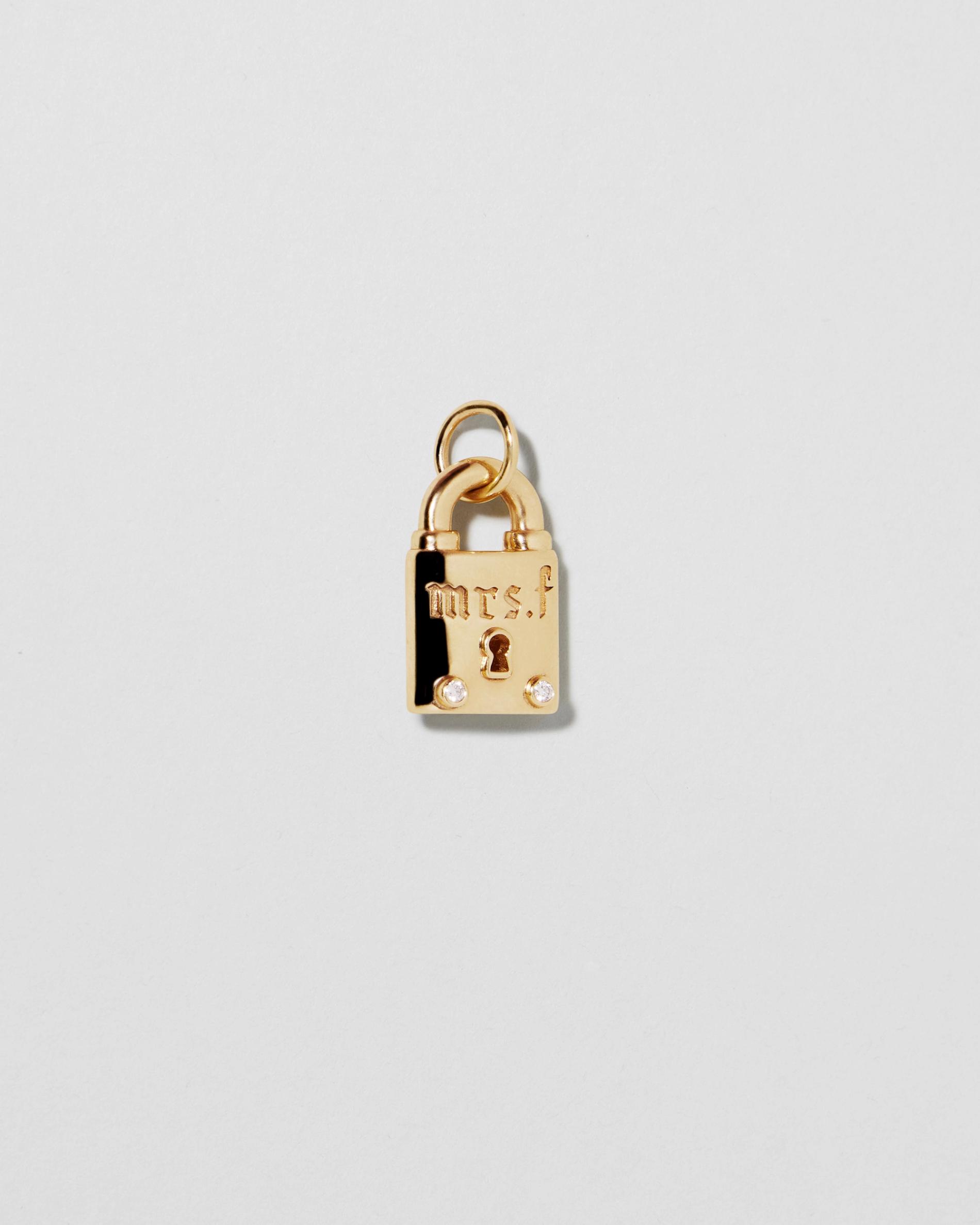 lock charm with diamonds and personalization