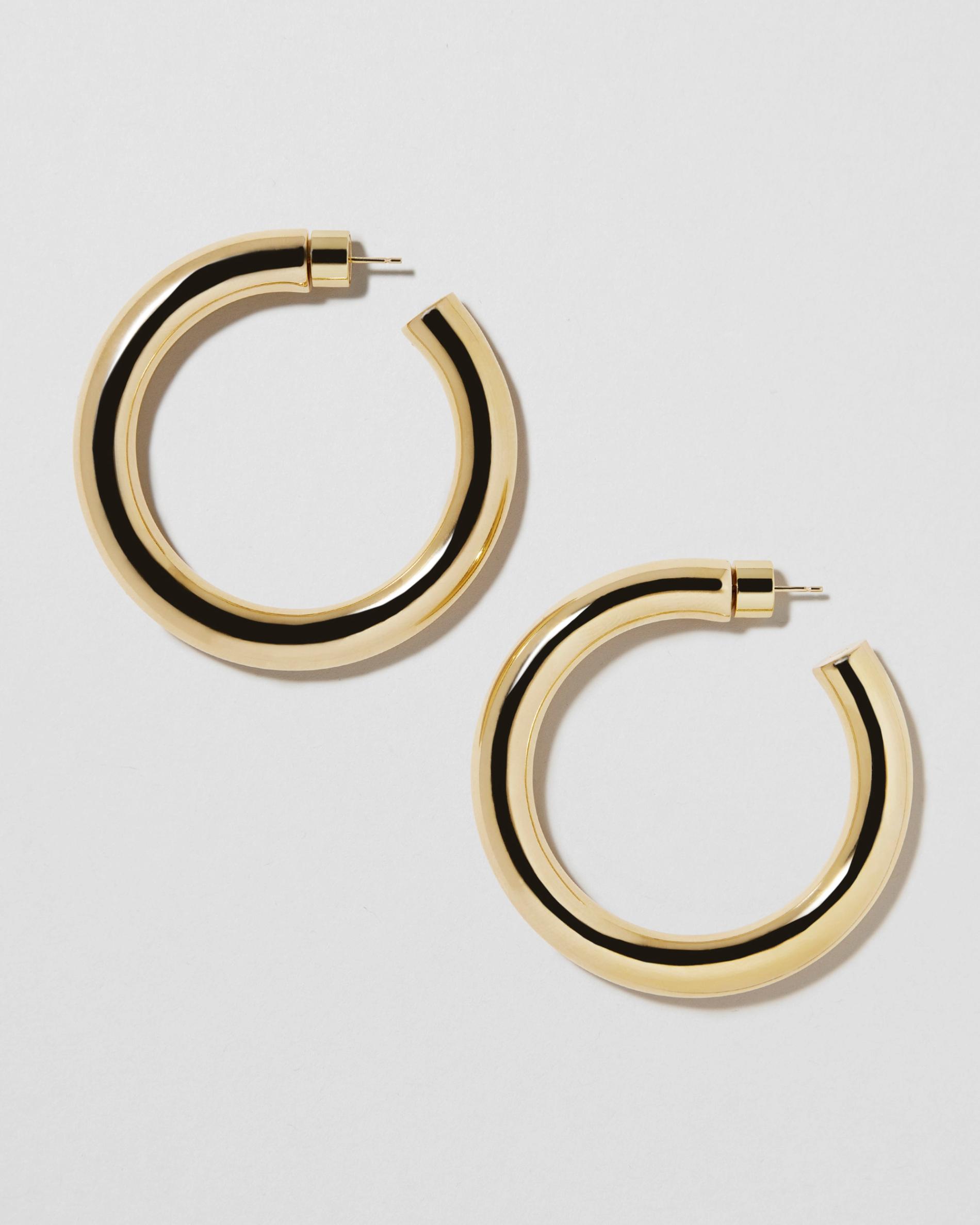 gold lightweight statement earring - thin thread hoops meant for statement party looks