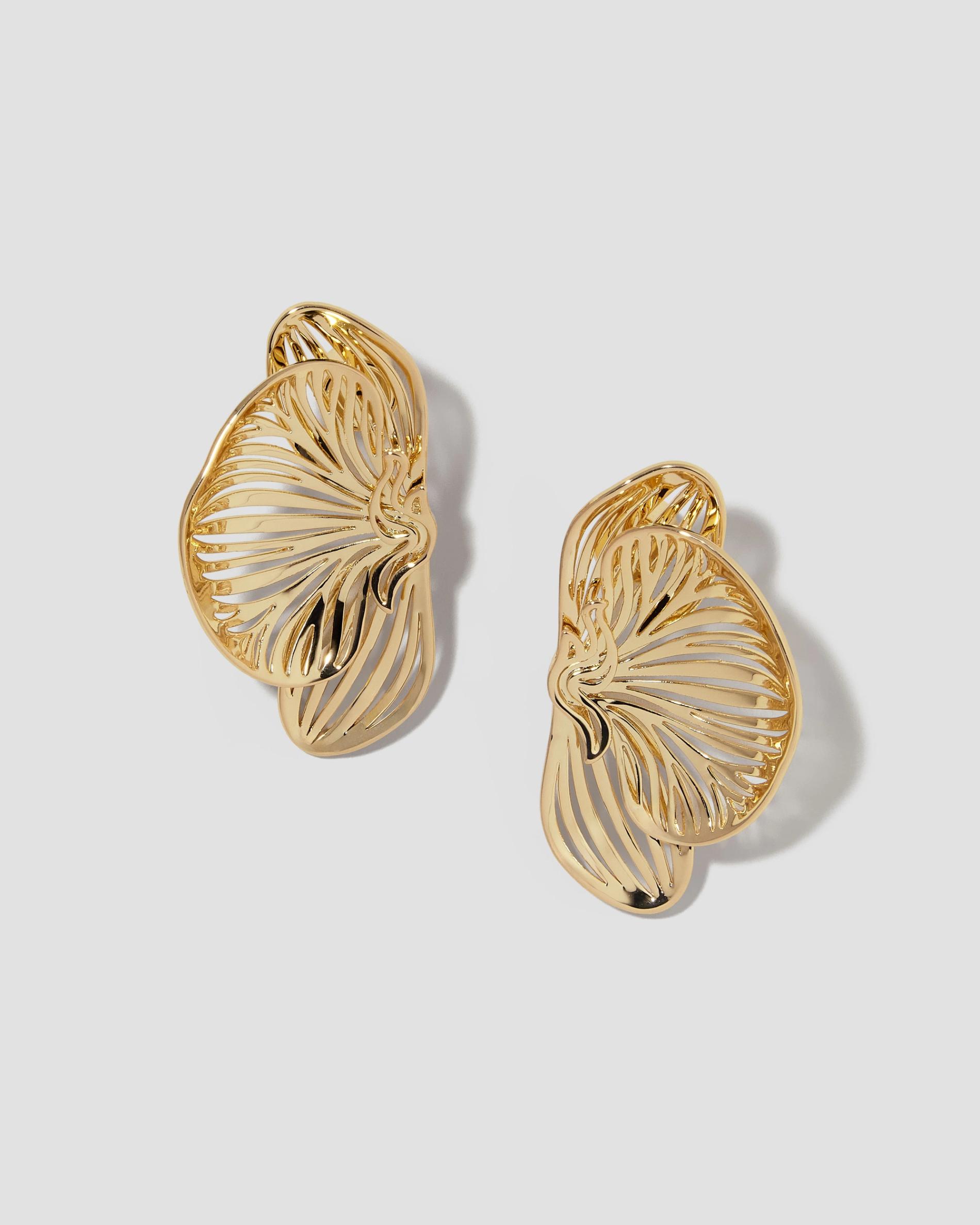 gold flower chunky earring