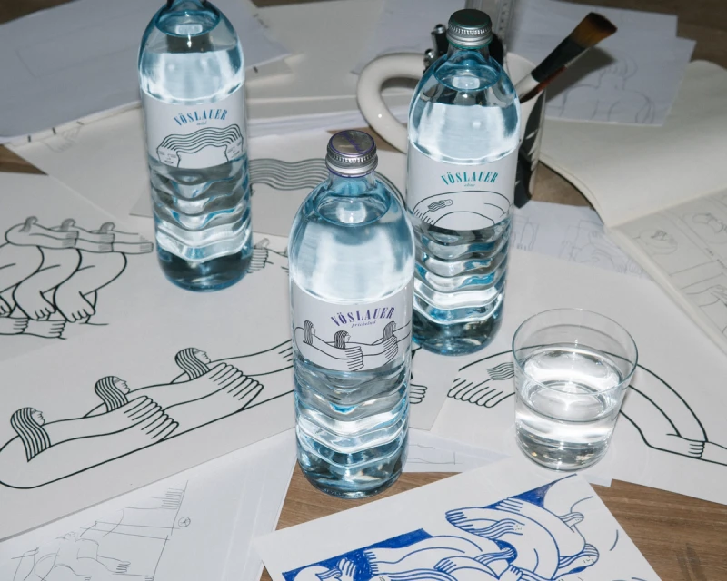 Vöslauer special edition bottles on display
