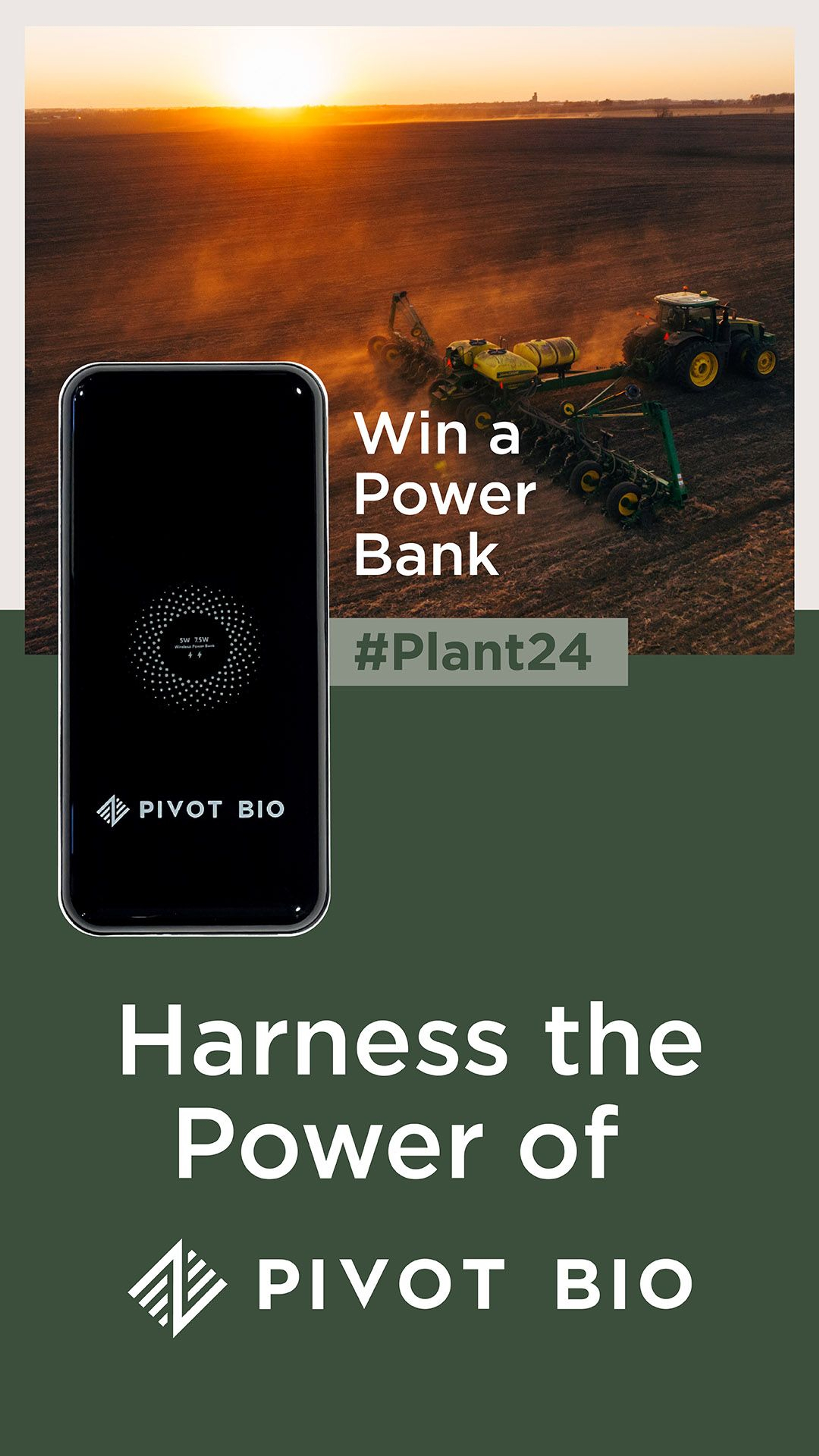 Harness the power graphic with Pivot Bio branded power bank