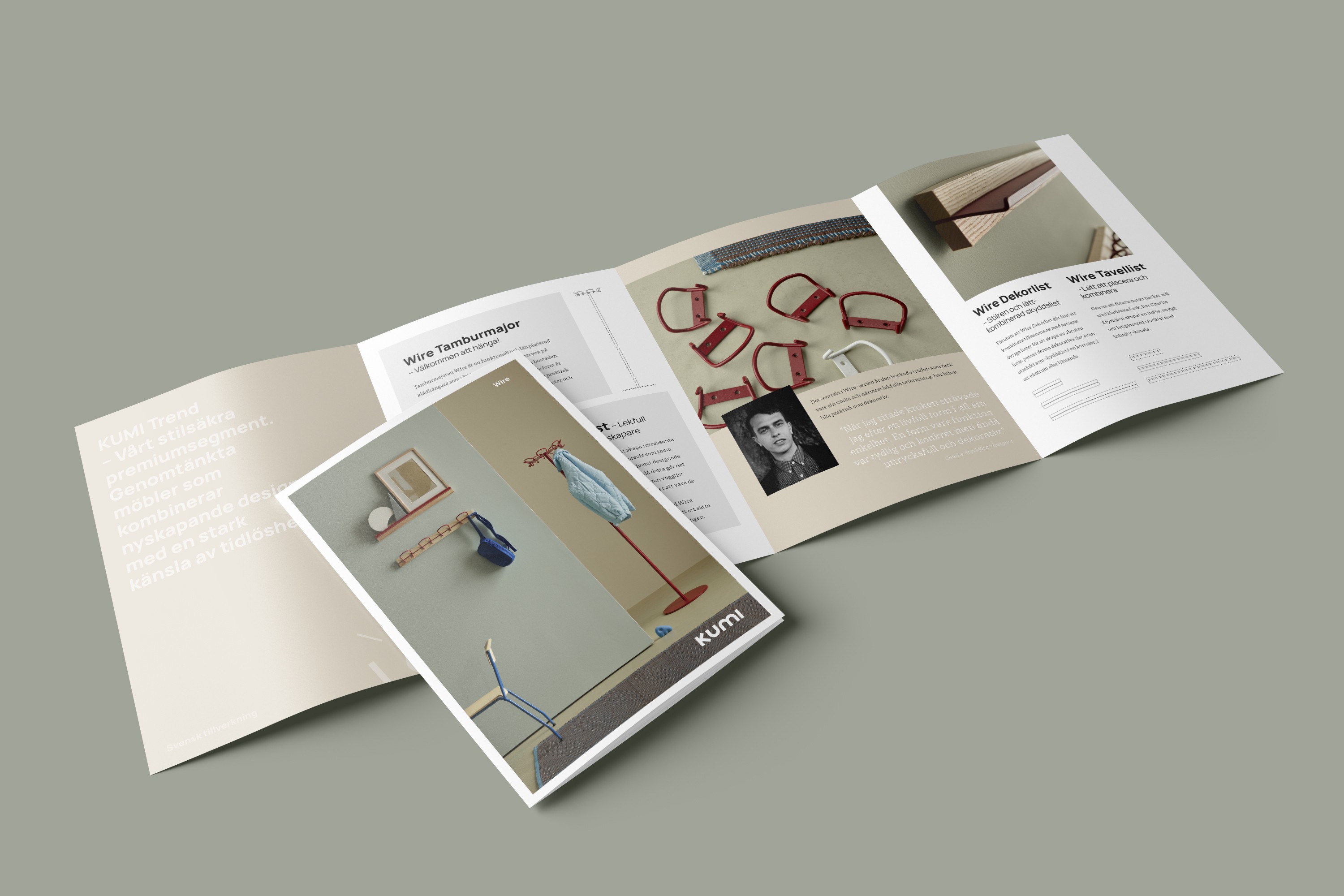 Sidor från Kumis 8-sidiga broschyr för Wire.