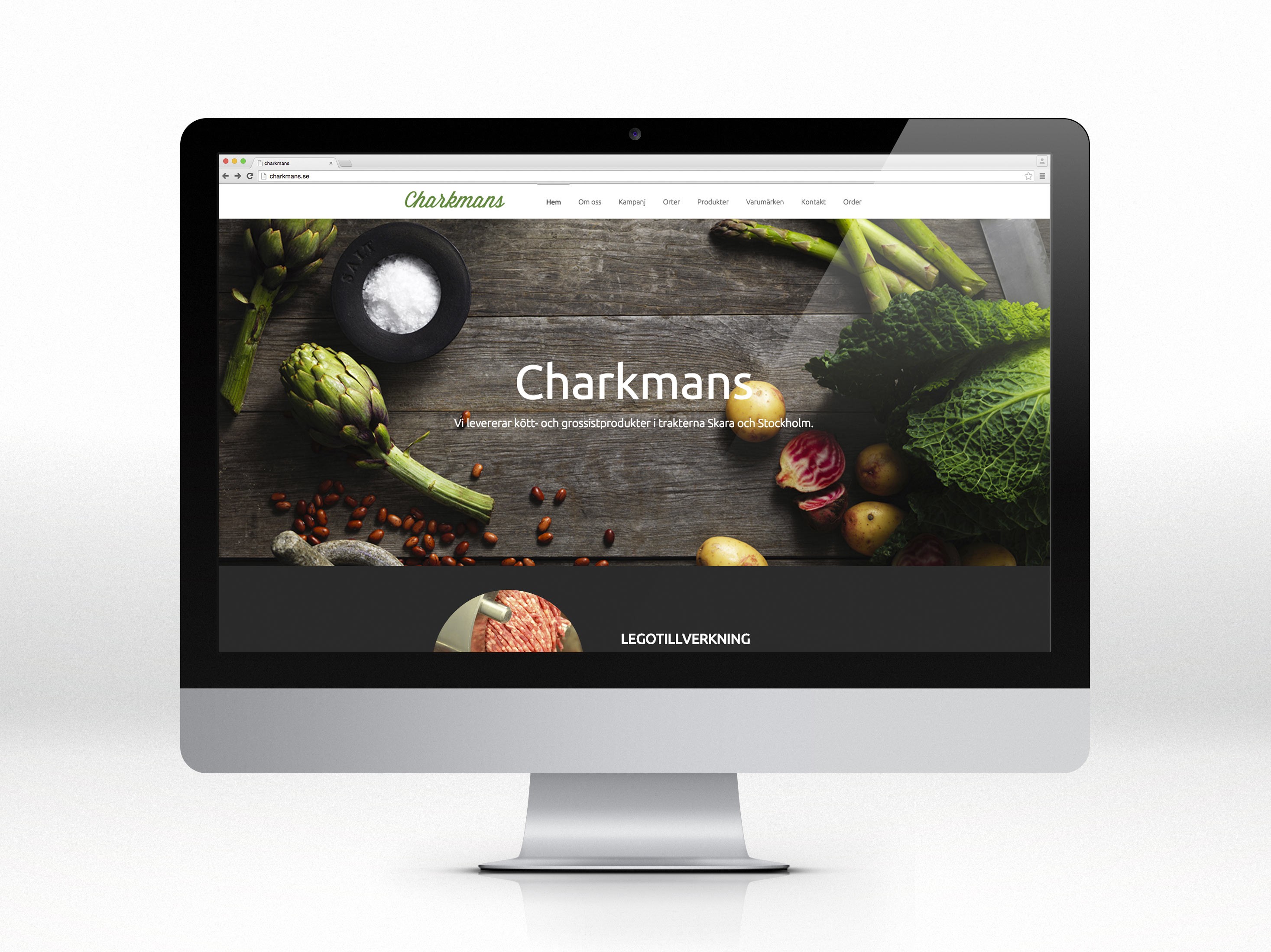 Dator som visar Charkmans webbplats