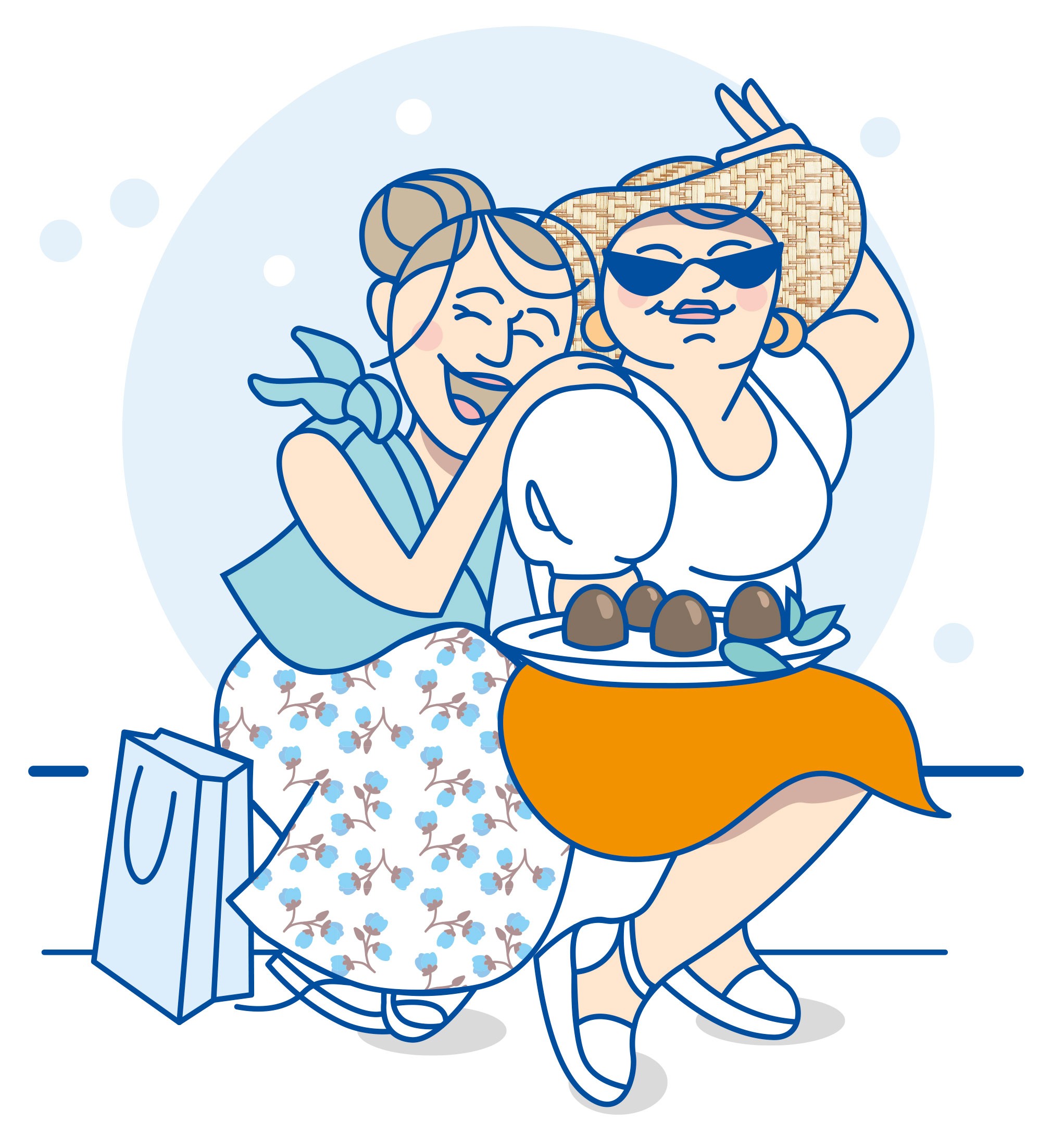 Illustration - två glada damer