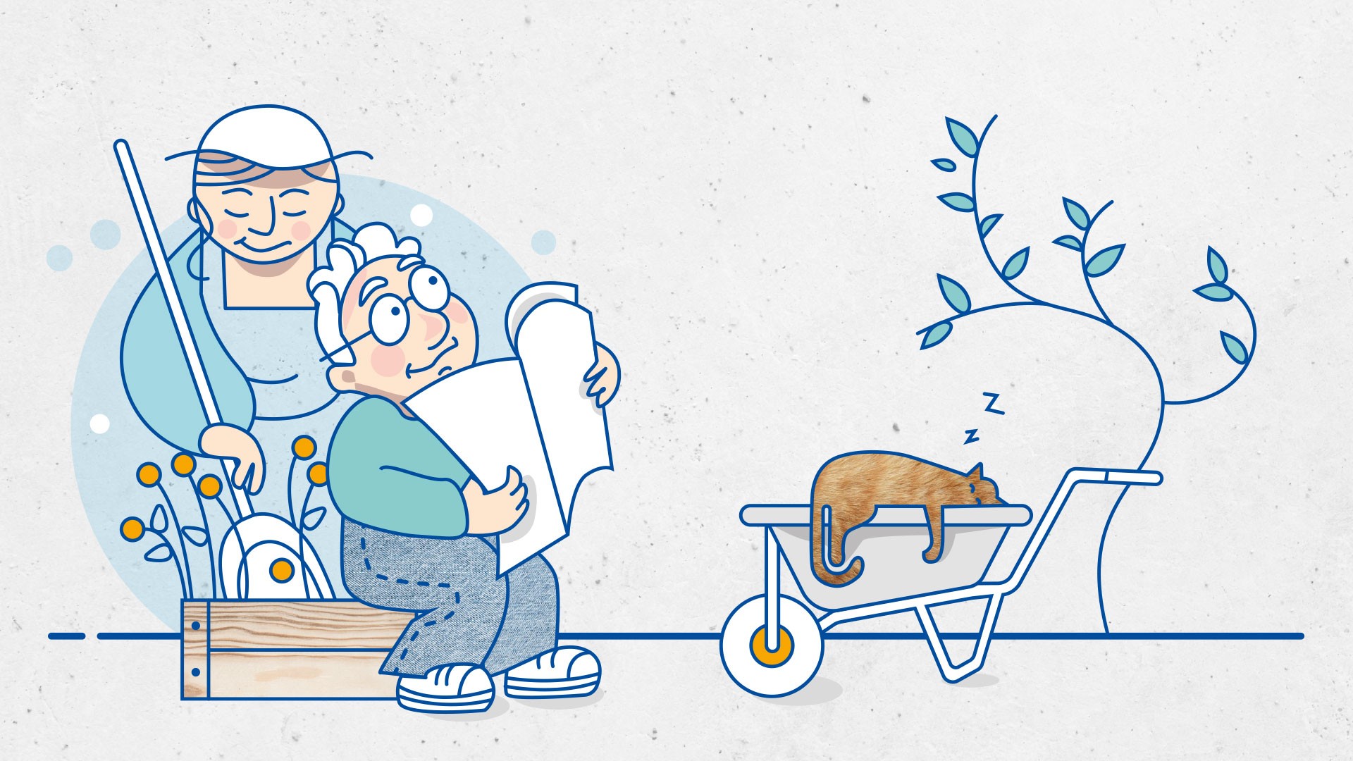 Illustration med äldre par