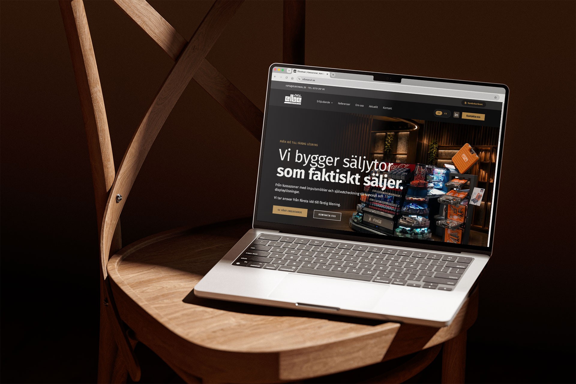 ElbeAwals webbplats som visar hela erbjudandet