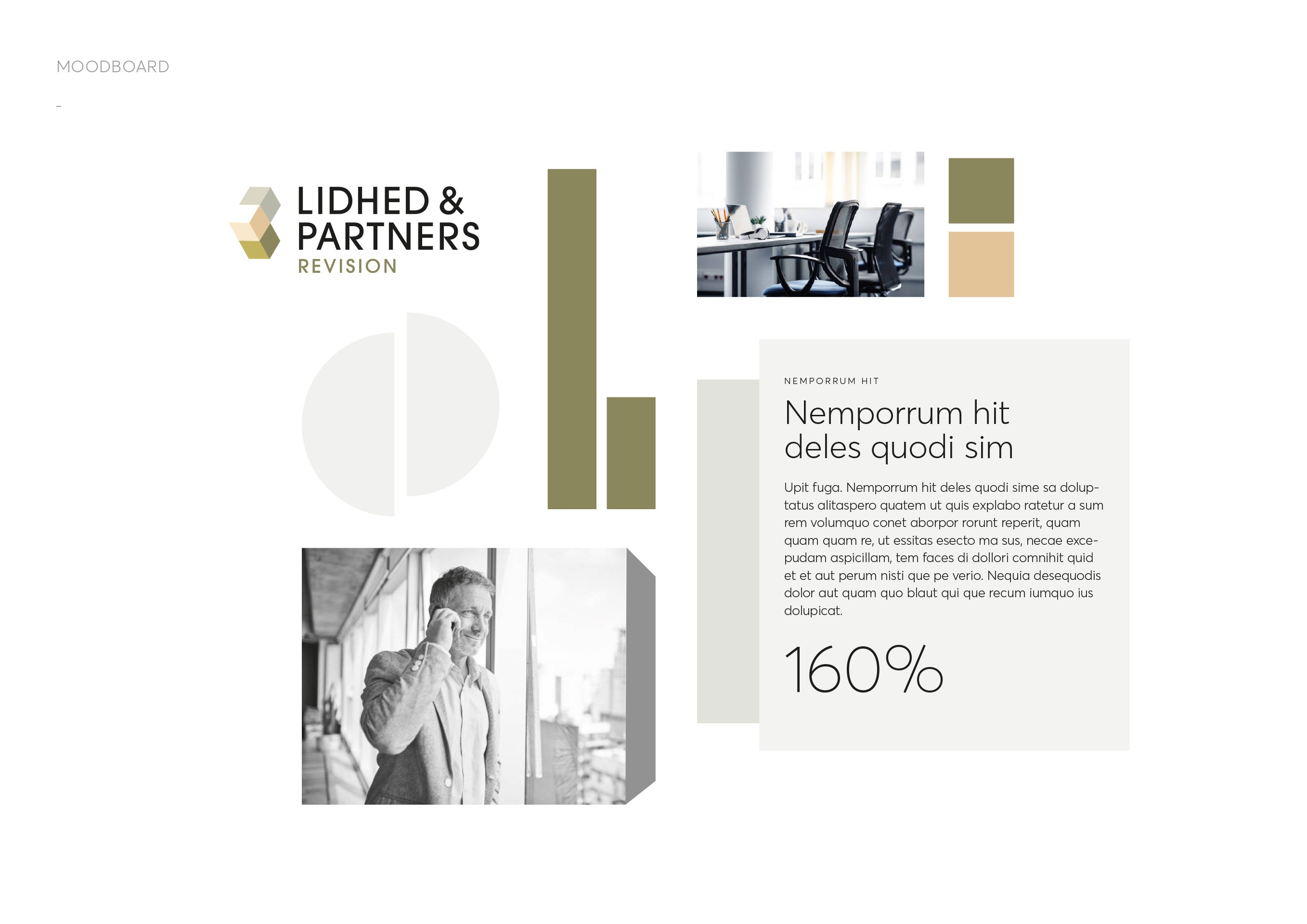 Moodboard som bekriver olika grafiska element