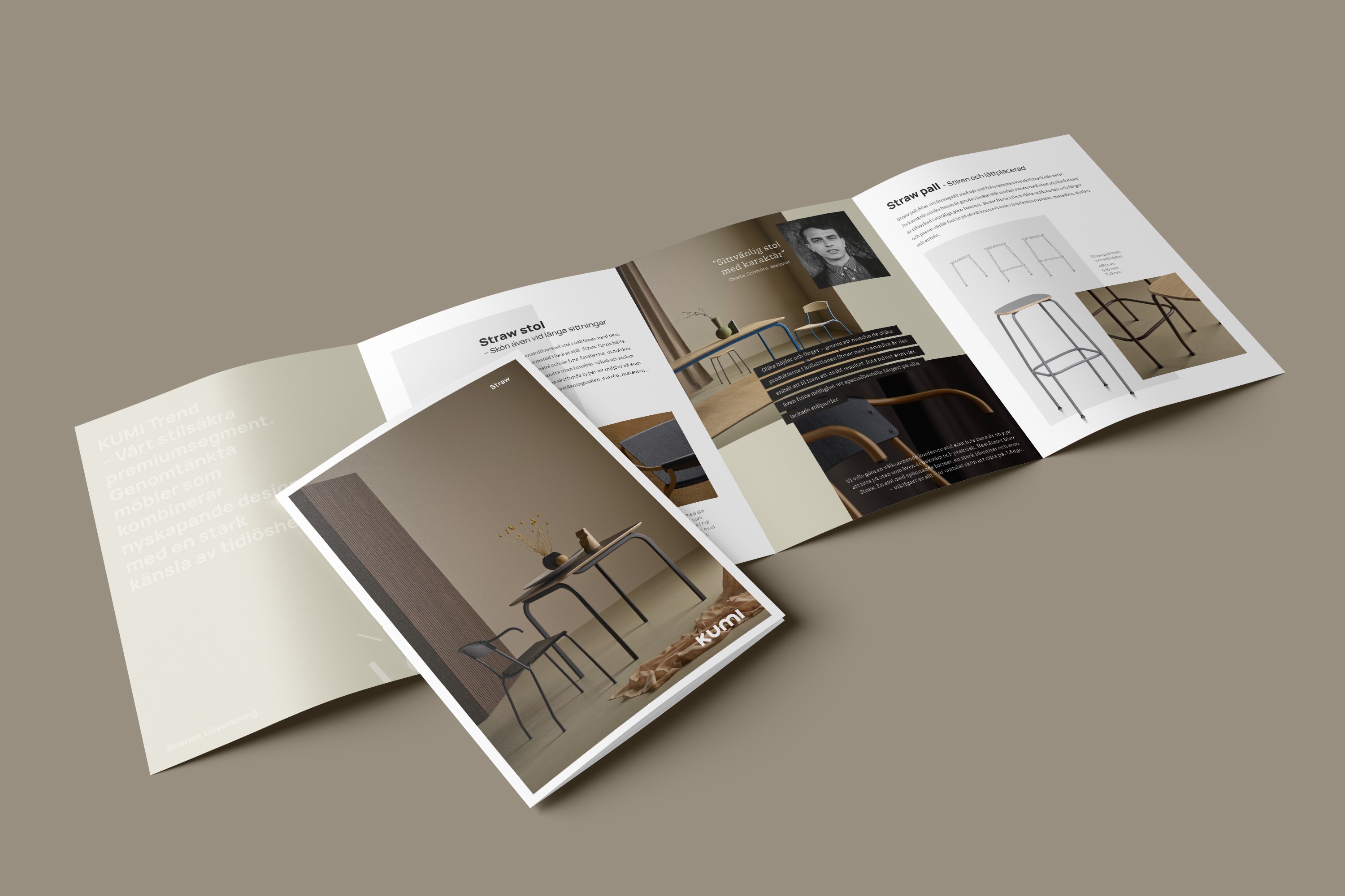 Sidor från Kumis 8-sidiga broschyr för Straw.
