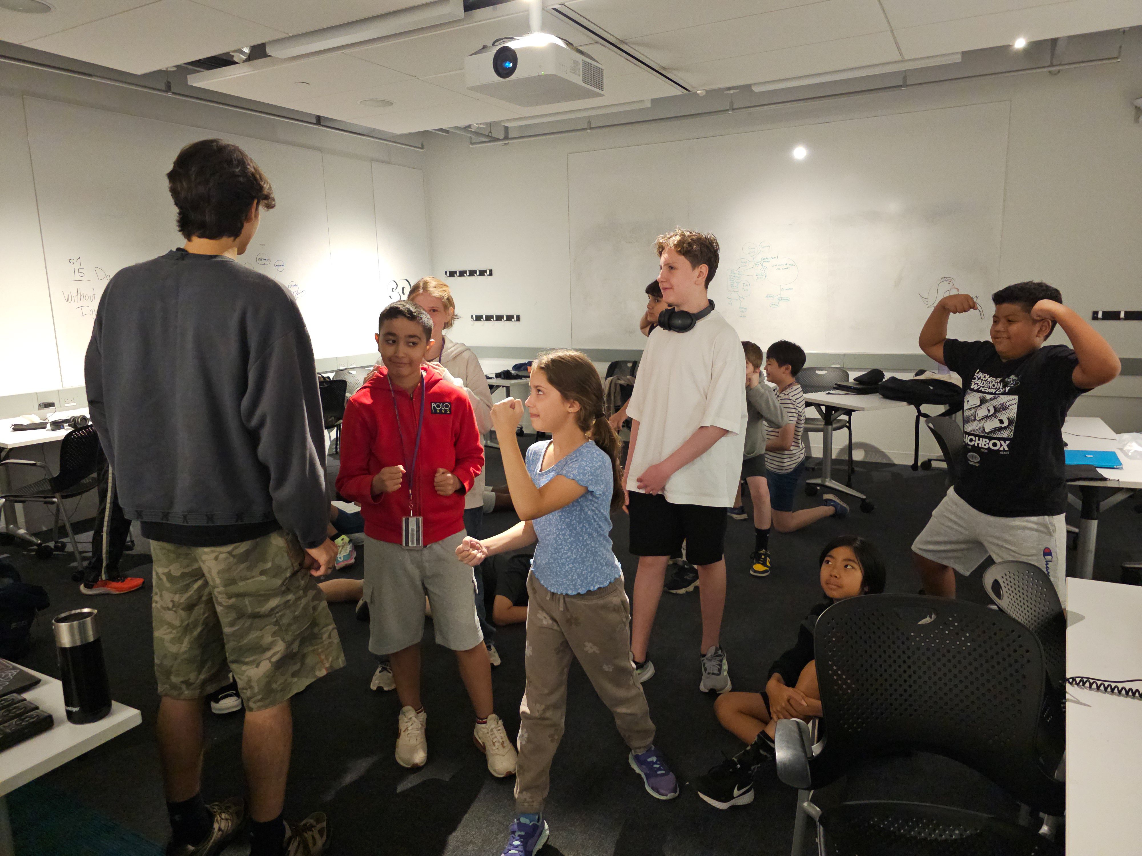 Students playing in classroom