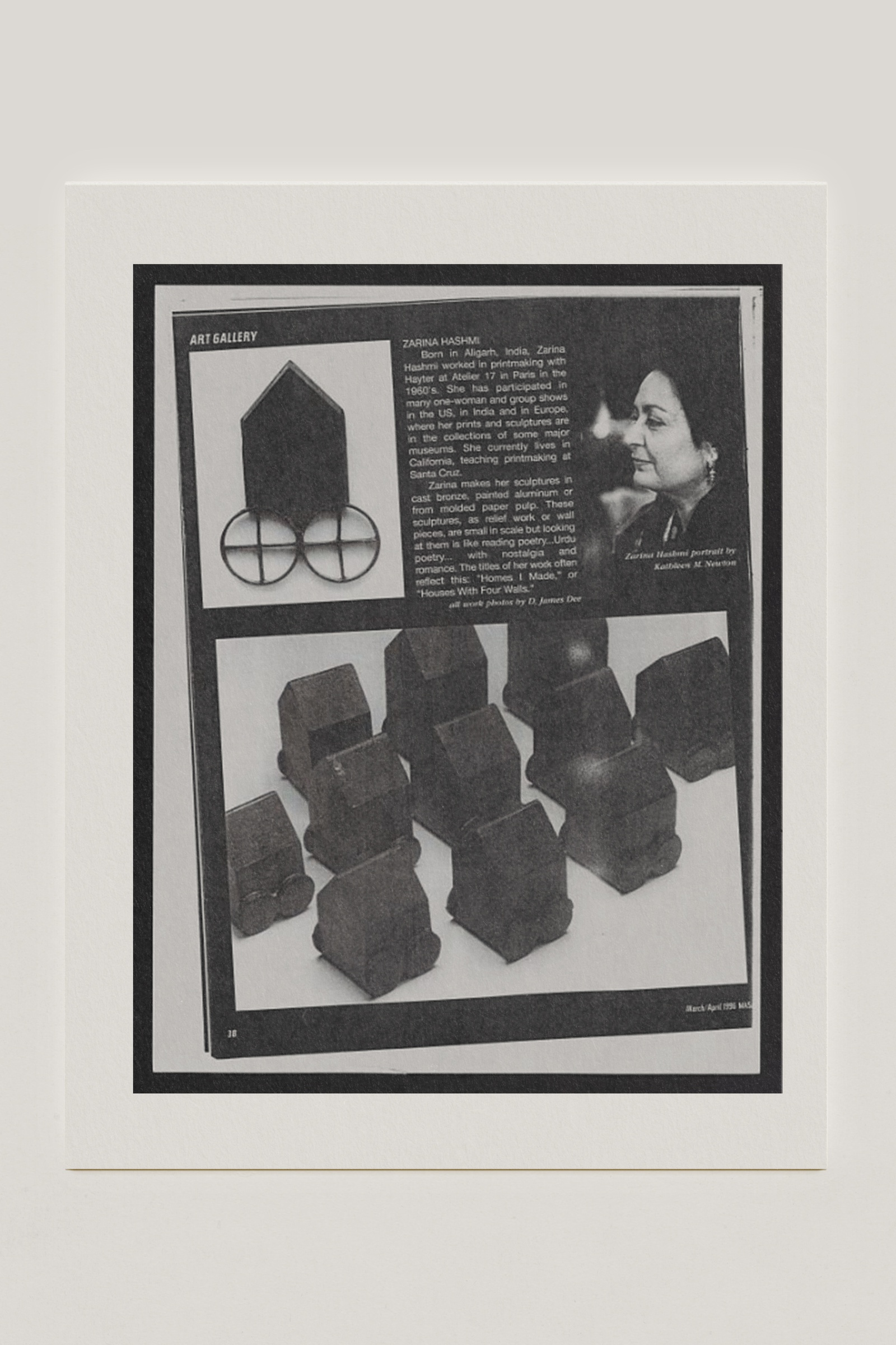 Newspaper clipping of Zarina