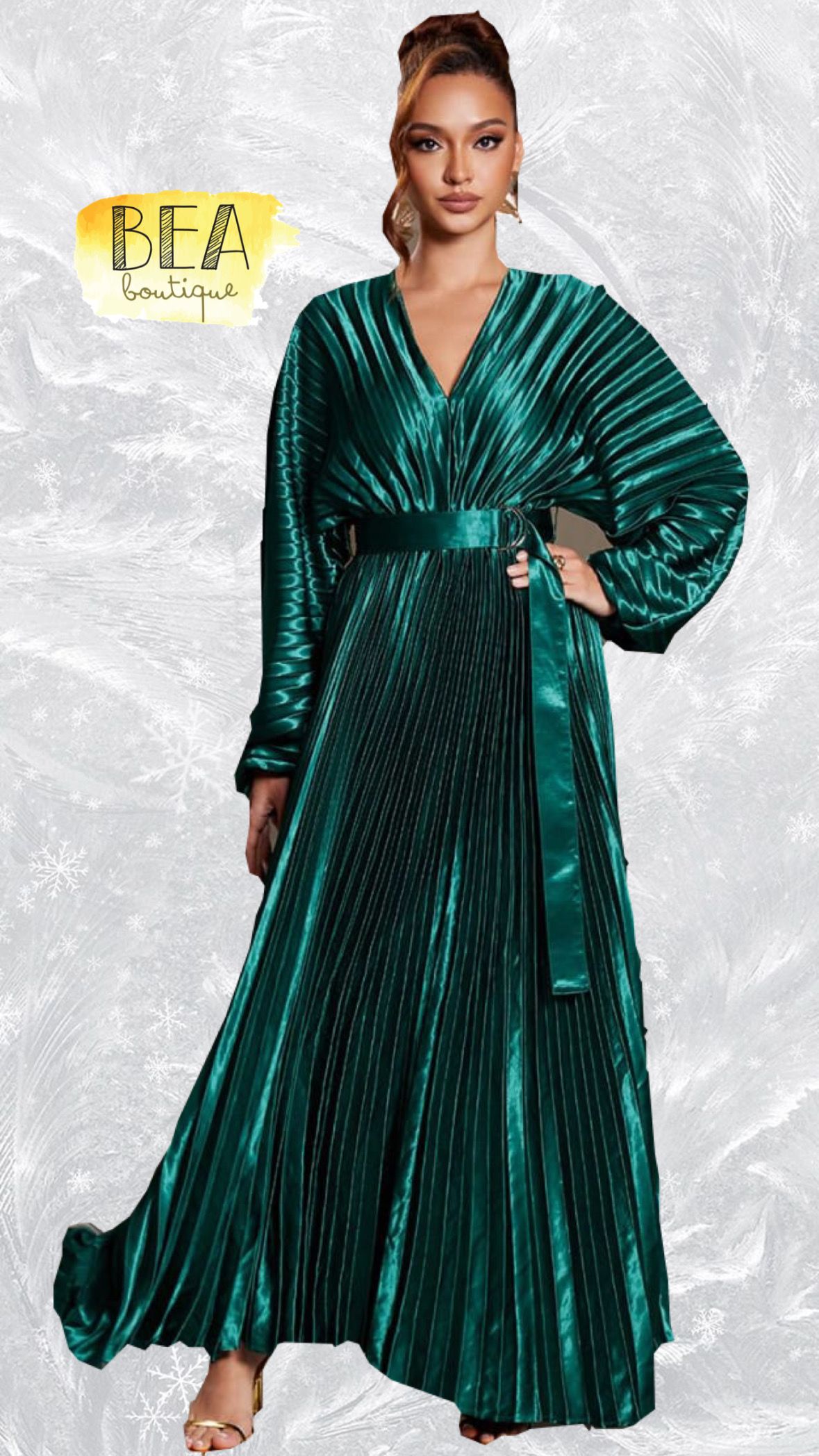 Vestido verde plisado - Image 1