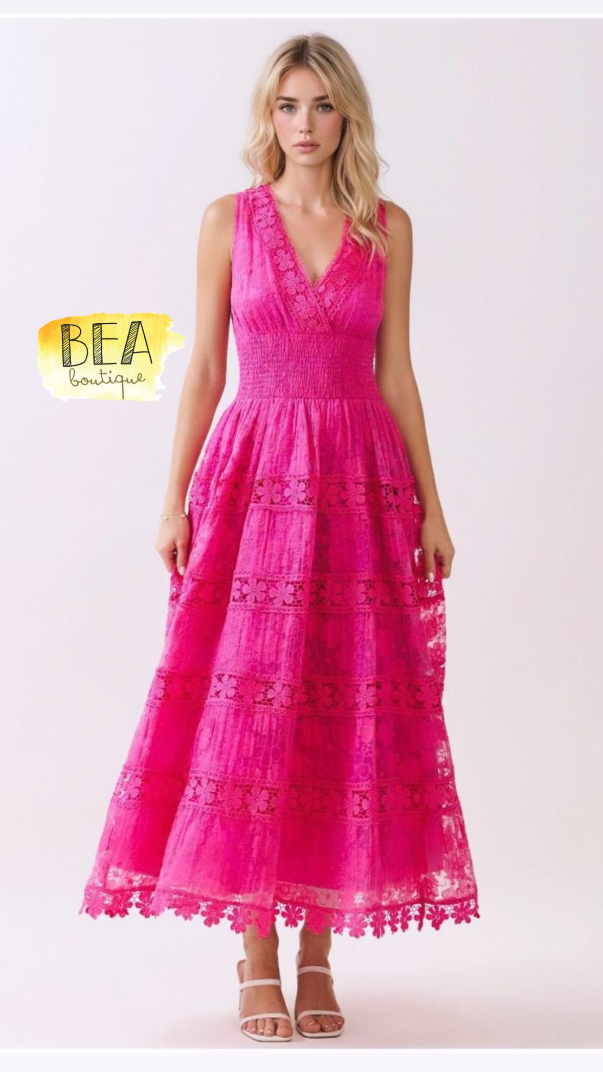 Vestido fucsia c/ encaje - Image 1