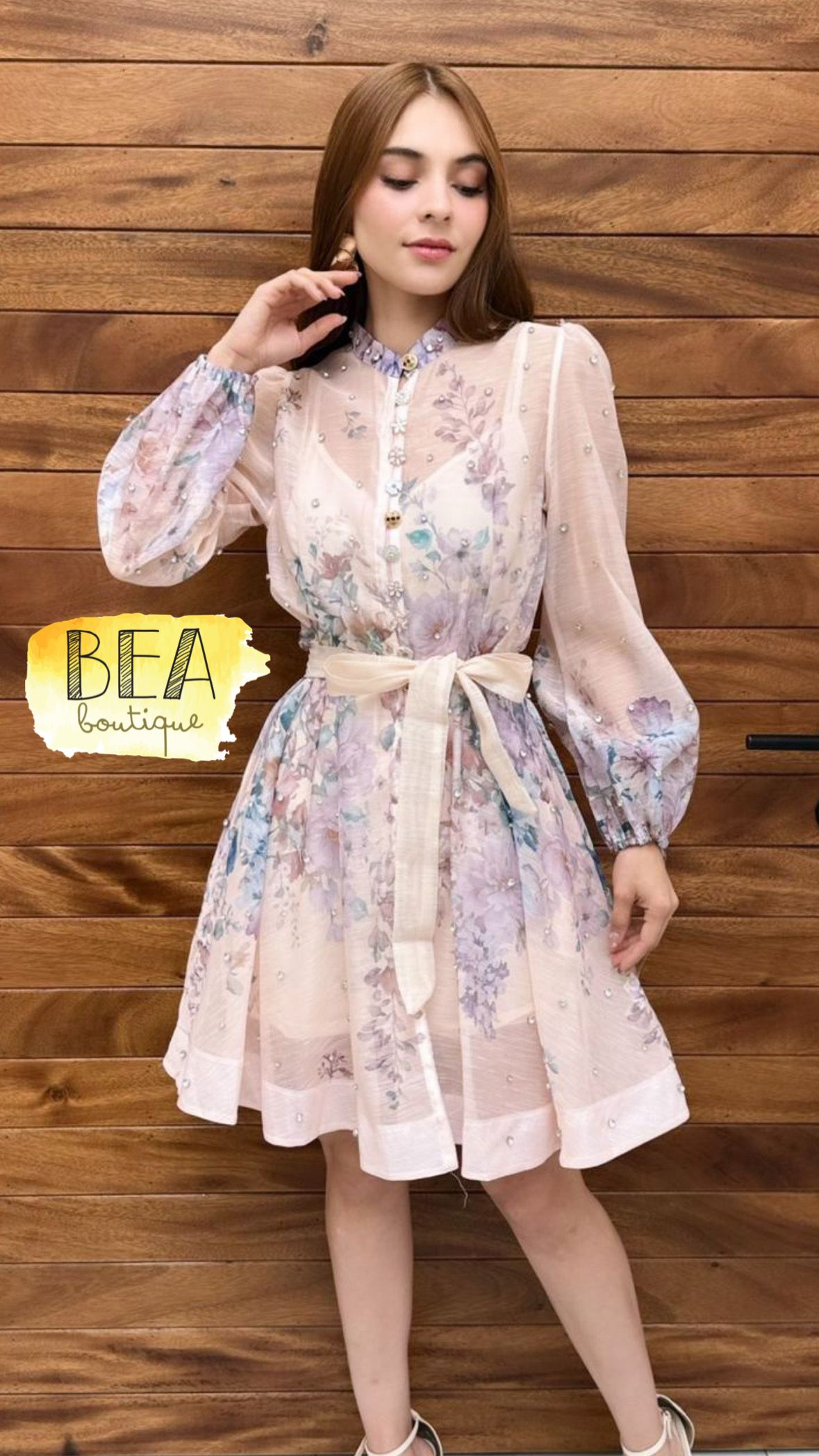 Vestido corto tonos lilas y azules - Image 1