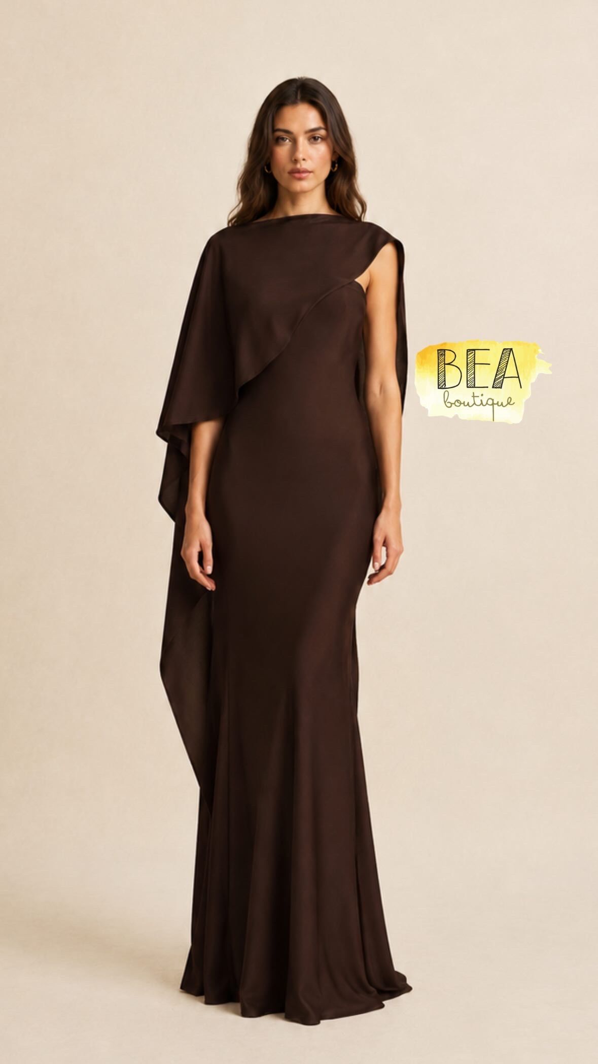Vestido café con capa - Image 1