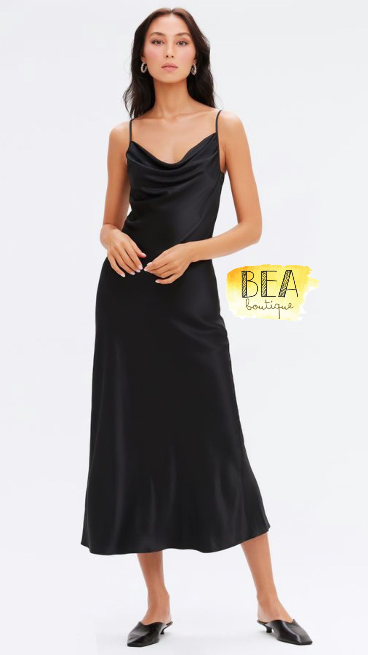 Vestido negro satinado - Image 1