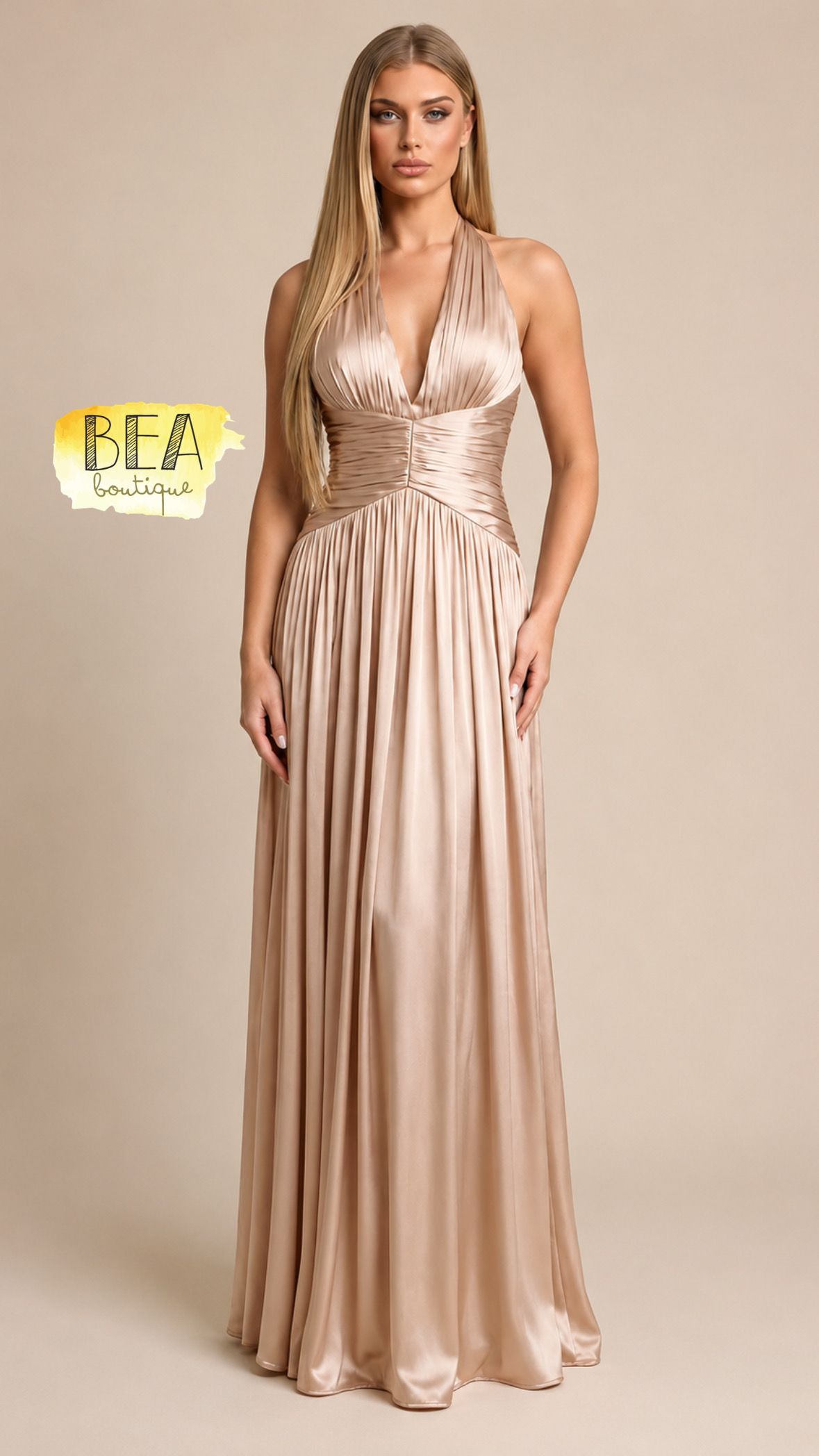 Vestido halter plisado - Image 1