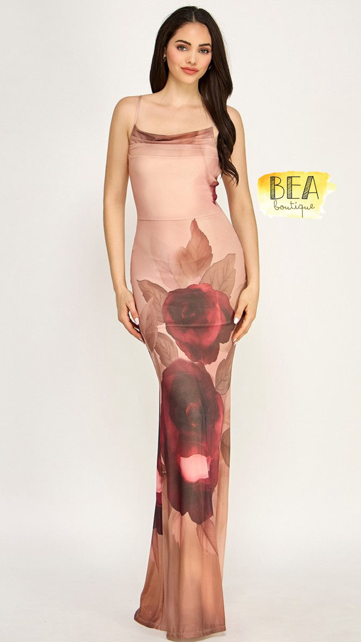 Vestido rosa c/ flores  - Image 1