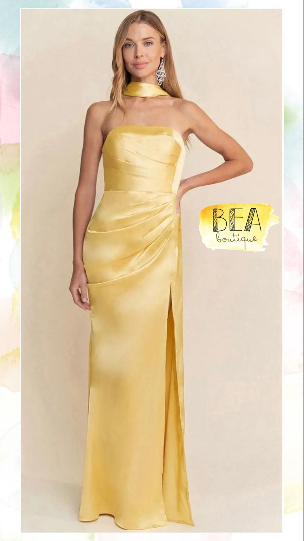 Vestido strapless amarillo - Image 1