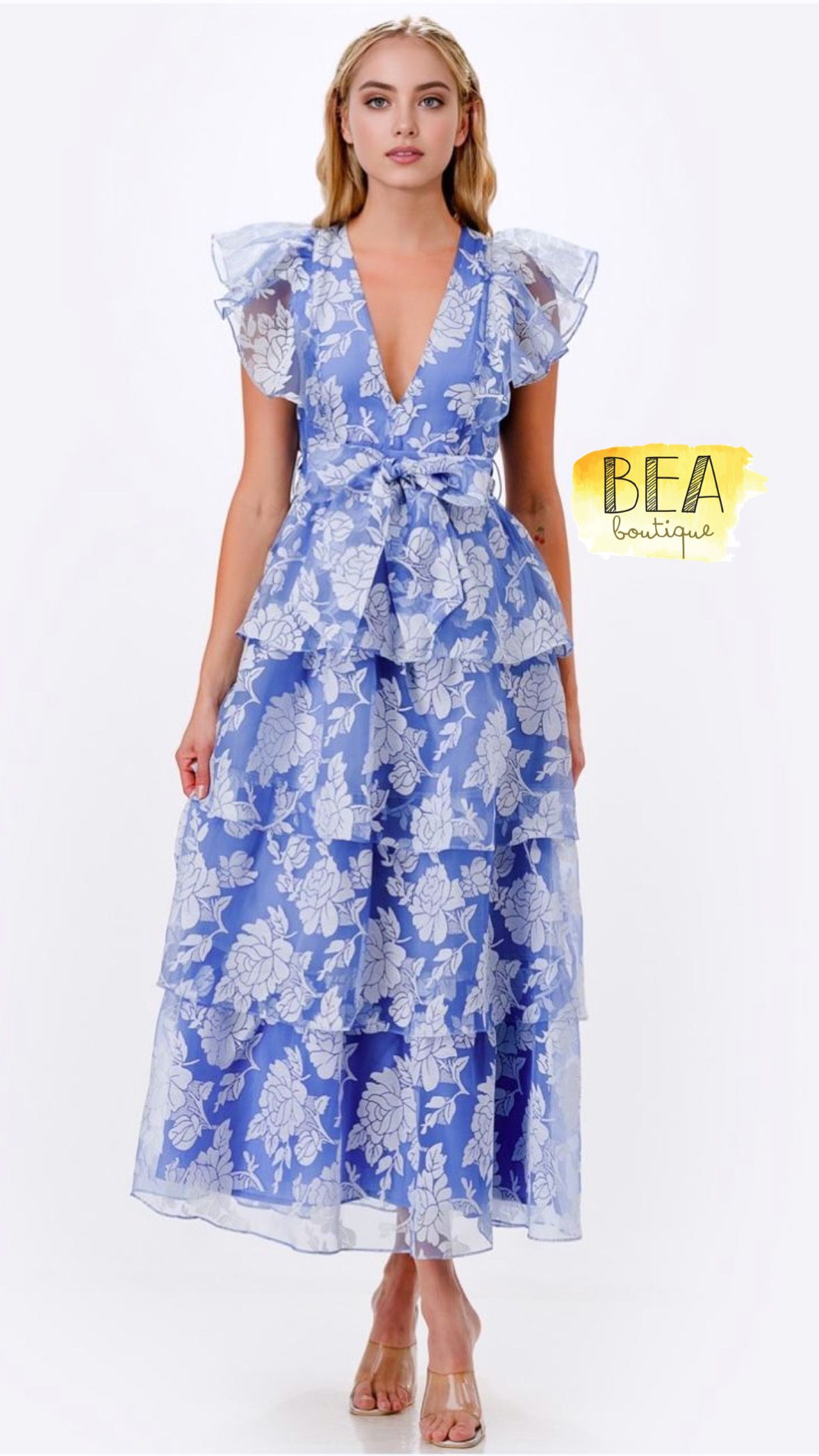 Vestido azul c/ flores  - Image 1