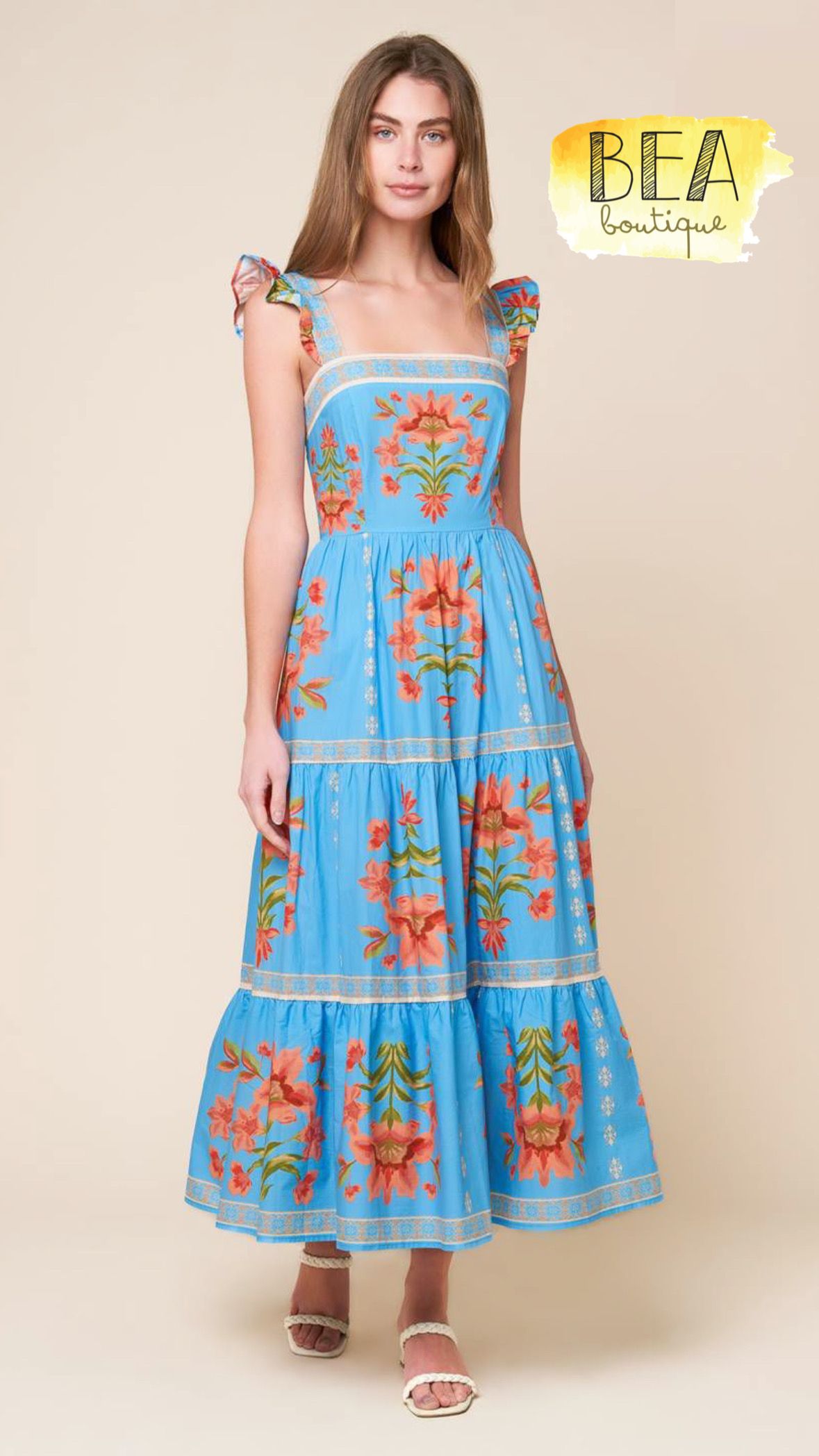 Vestido celeste c/ naranja  - Image 1