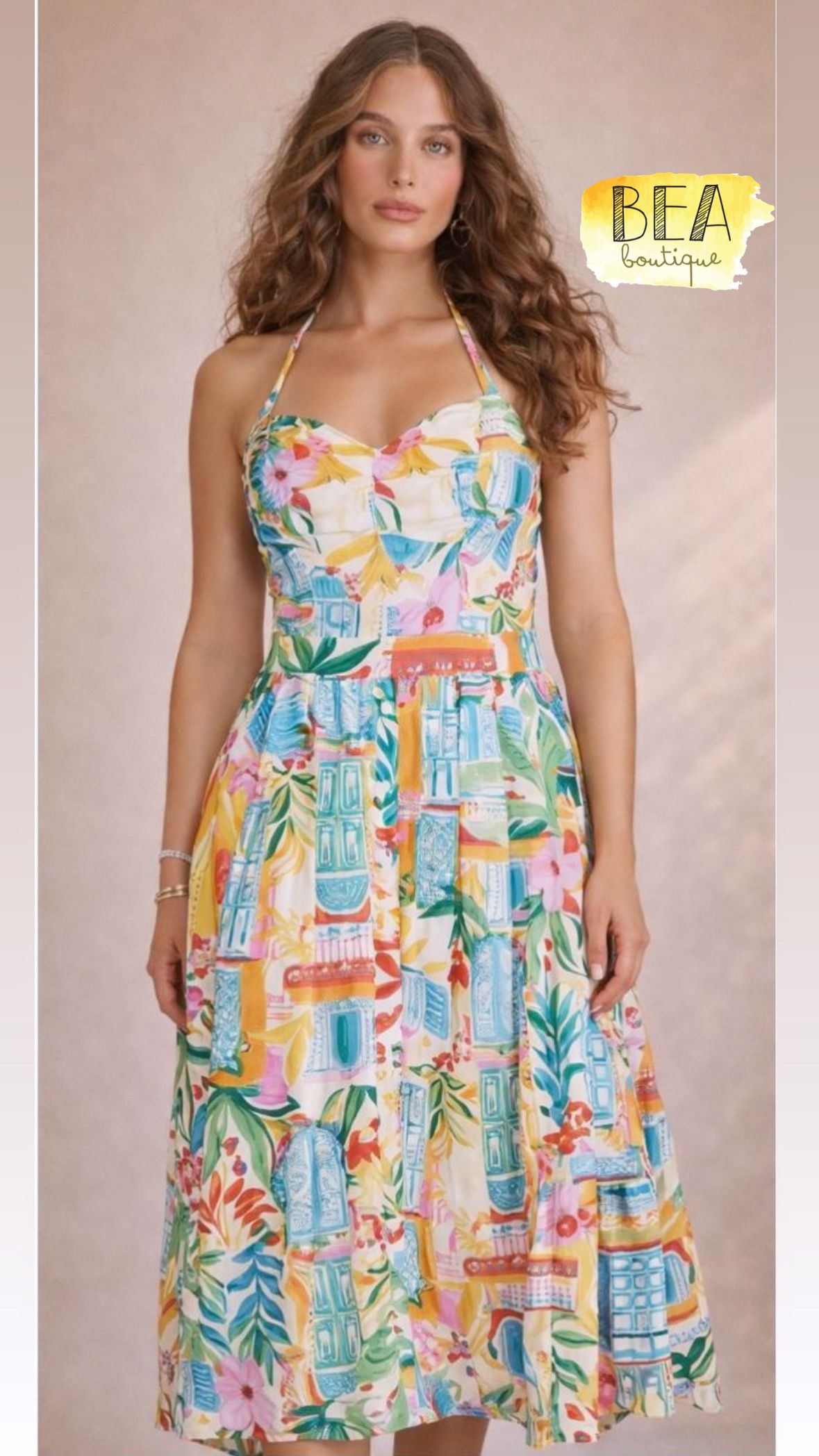 Vestido midi halter multicolor  - Image 1