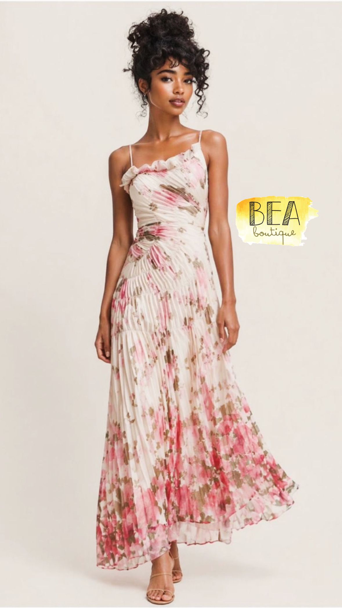 Vestido largo de tirantes estampado  - Image 1
