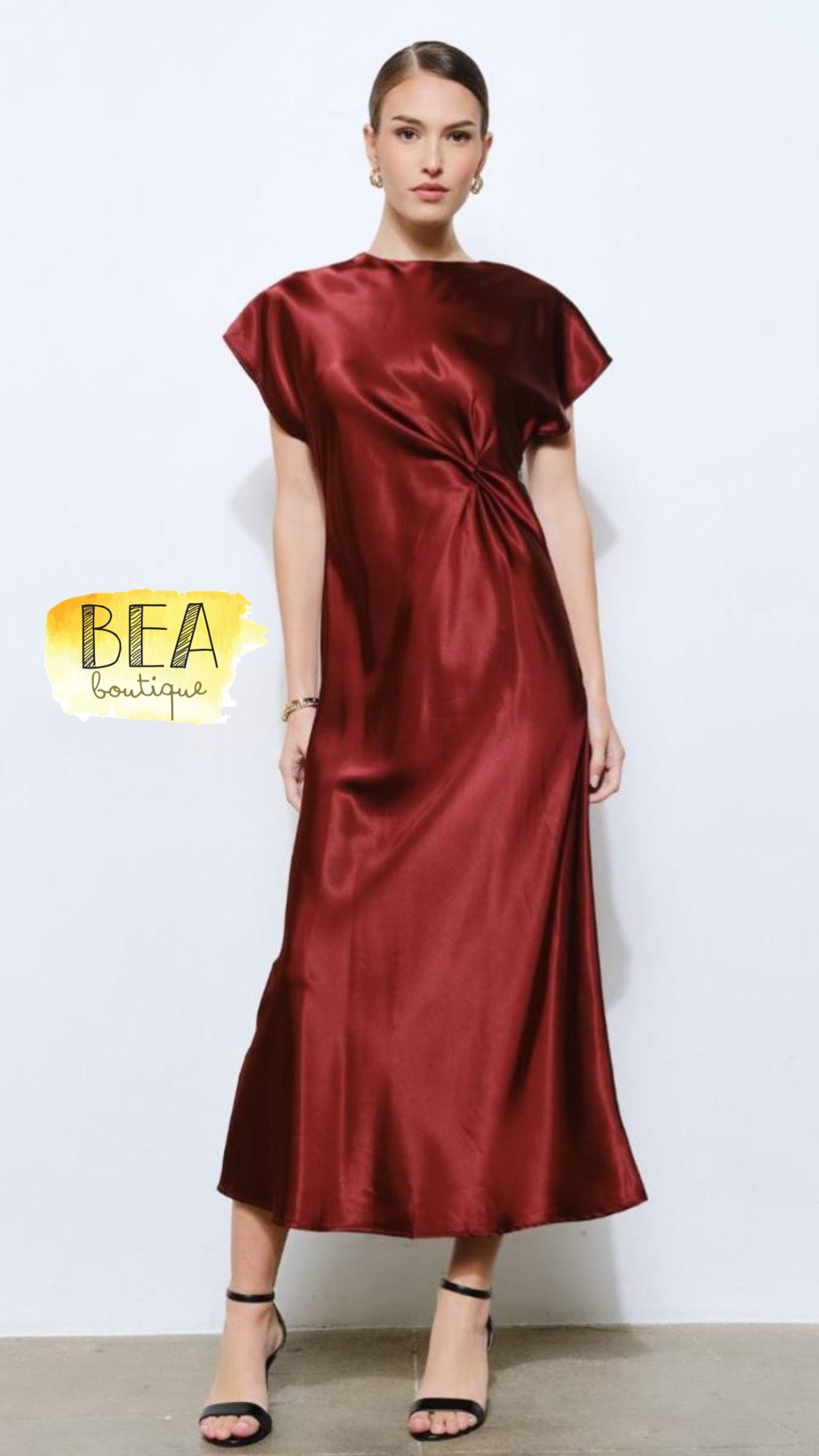 Vestido vino satinado - Image 1