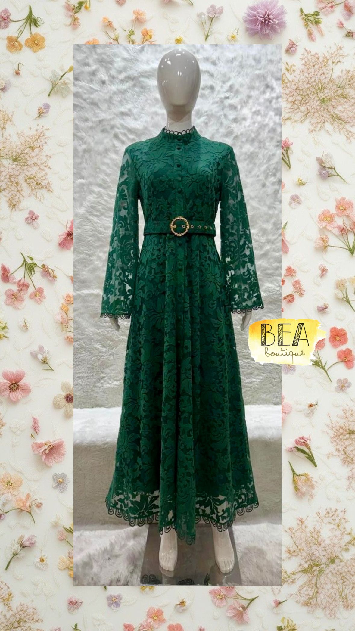 Vestido verde c/ cinto - Image 1