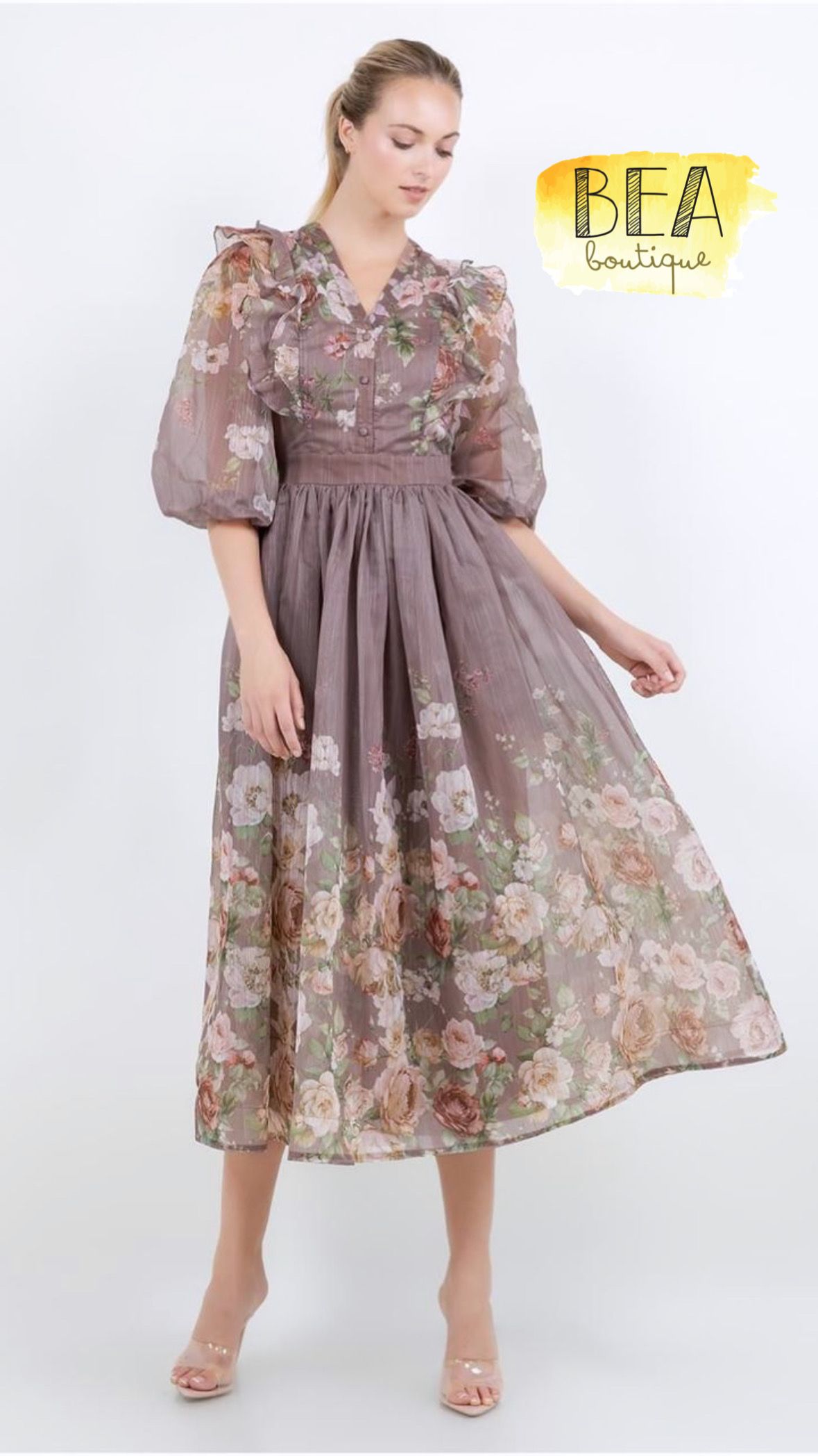 Vestido midi moka estampado - Image 1