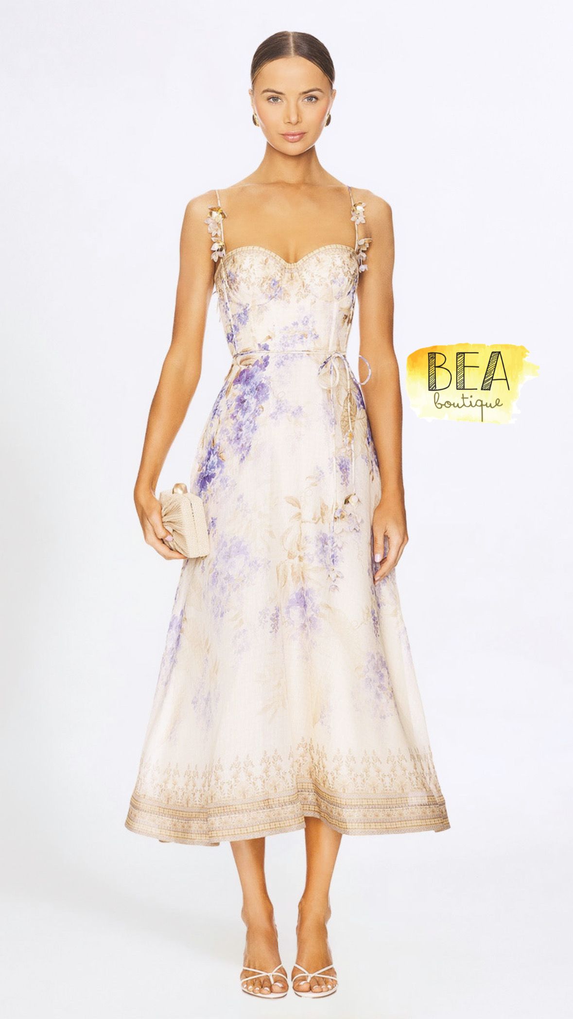 Vestido midi estampado tirantes - Image 1