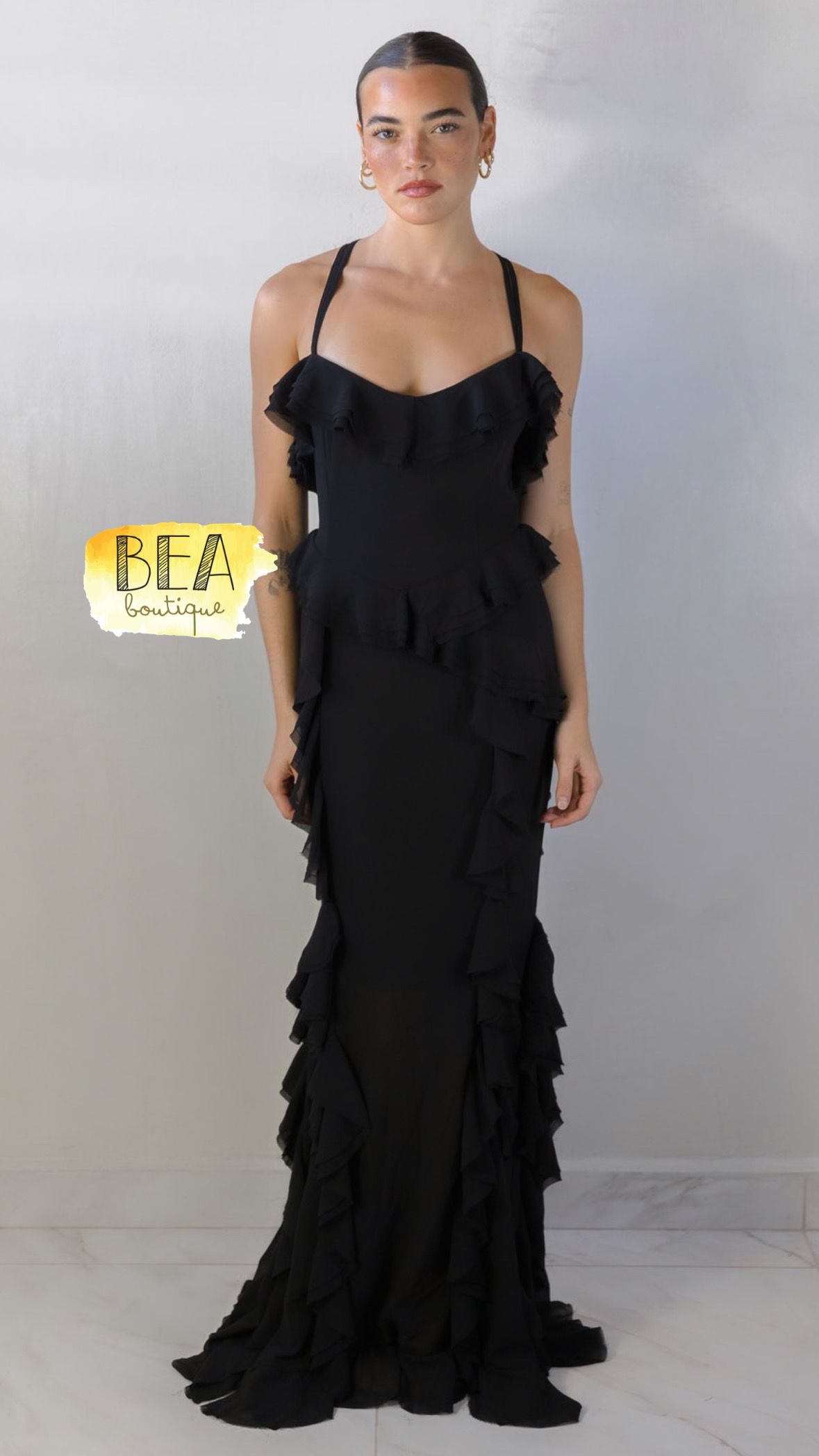 Vestido negro ruffle - Image 1