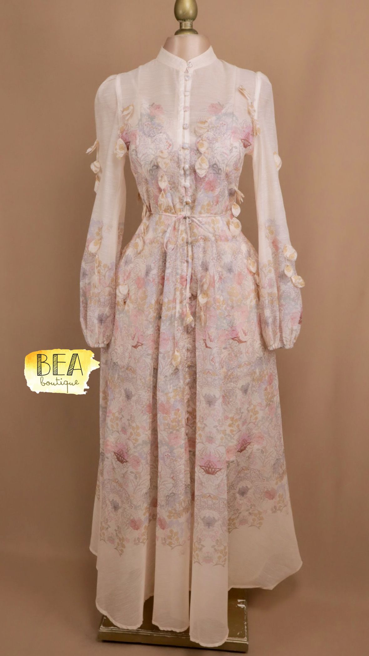 Vestido estampado tonos rosas c/ flores - Image 1