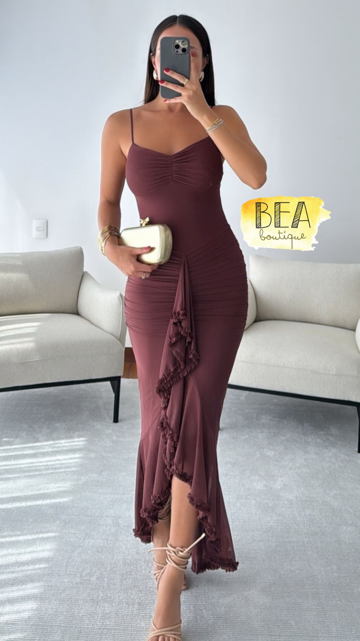 Vestido café de tirantes  - Image 1