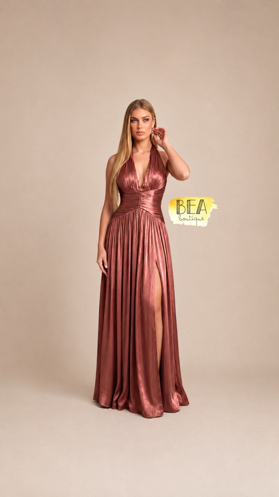 Vestido rosa plisado - Image 1